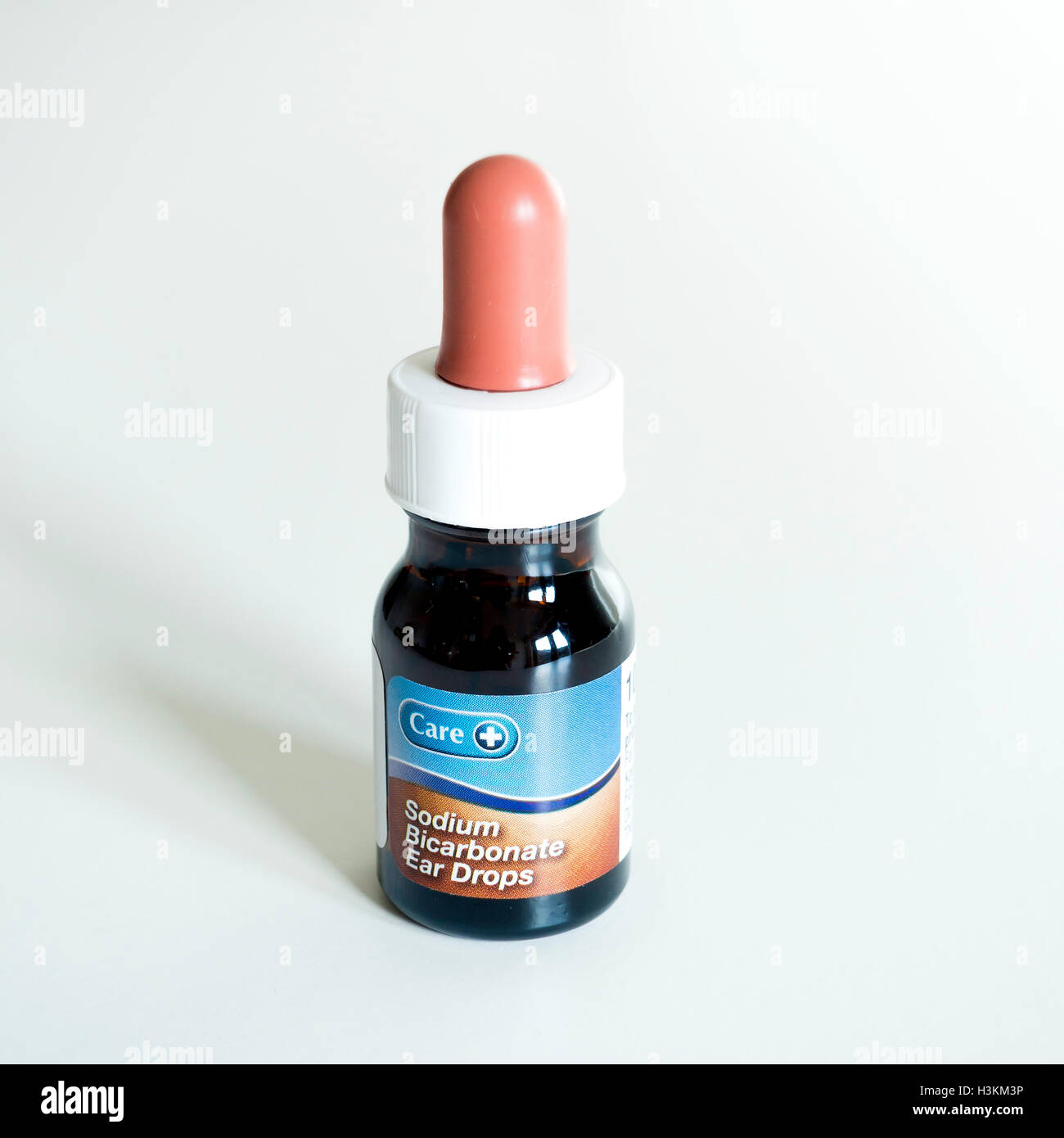 Sodium Bicarbonate Ear Drops for treating ear wax bottle with dropper Stock Photo