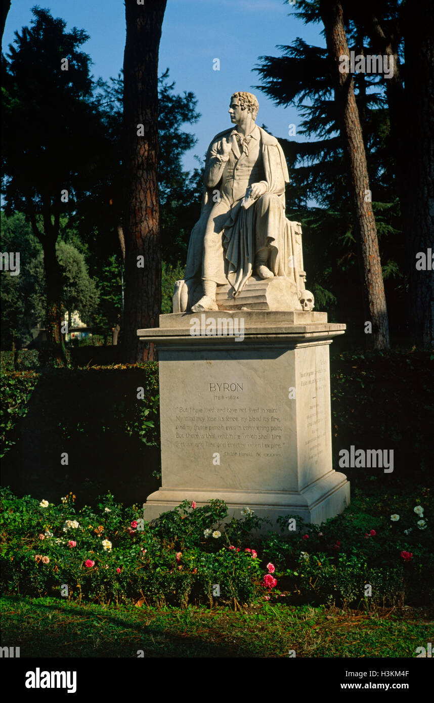 Lord Byron Rome Italy, Lazio, Rome, Villa Borghese Gardens, Statue of Lord Byron Stock ...