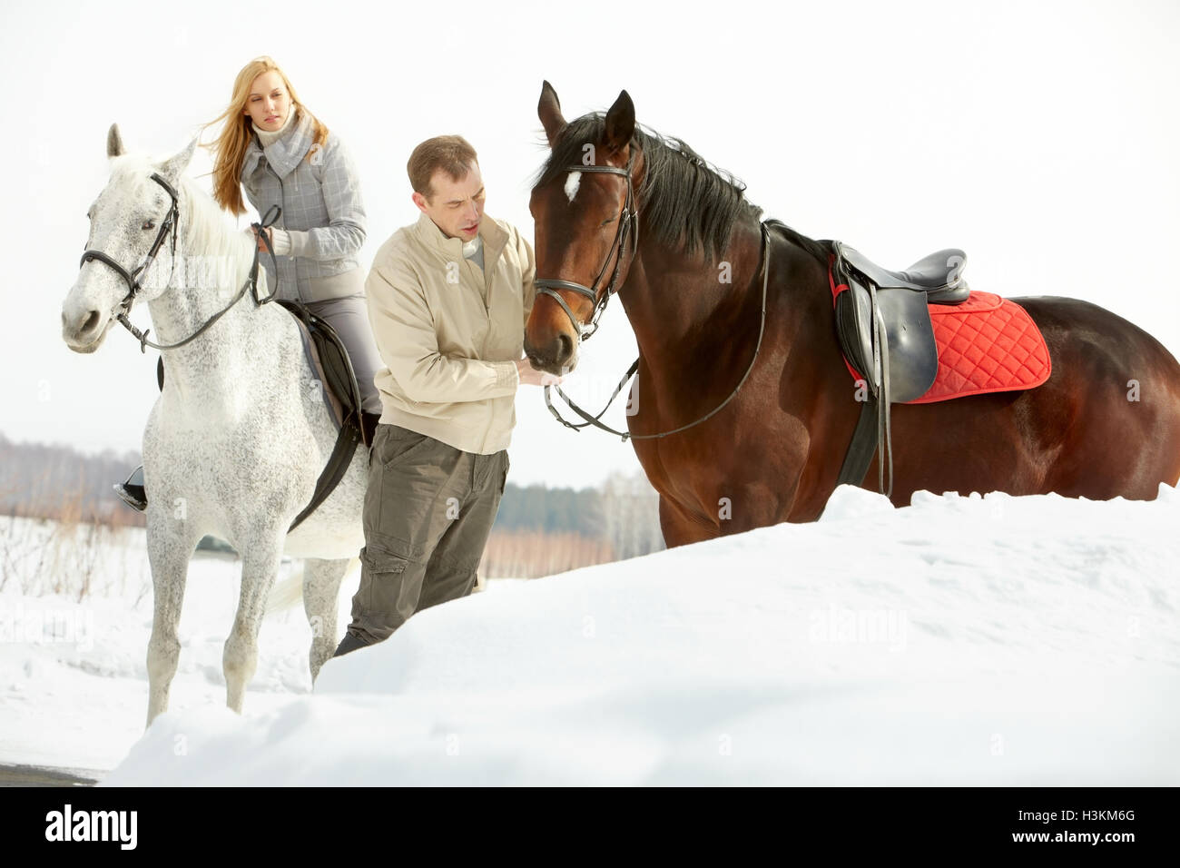 Two with horses Stock Photo