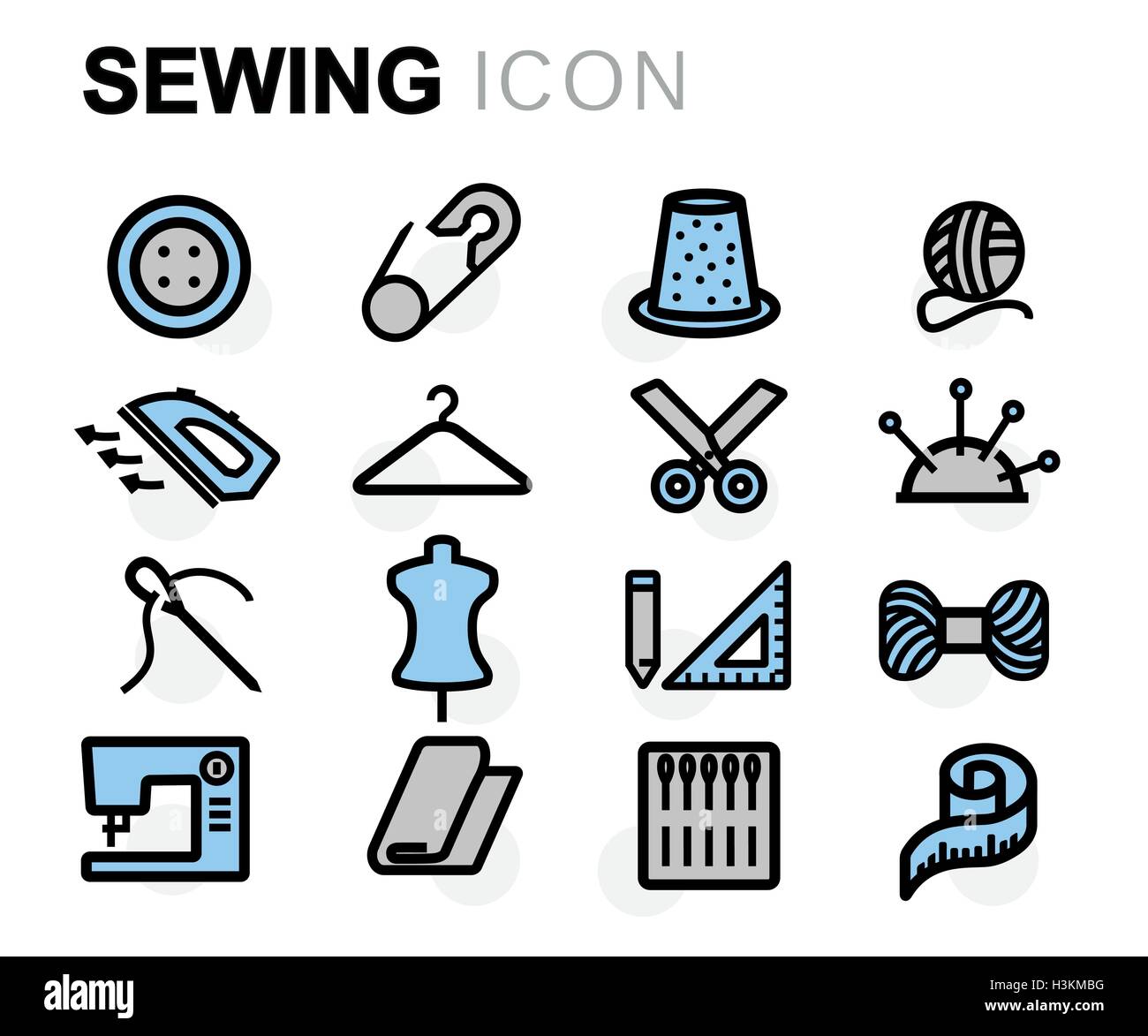 Vector flat line sewing icons set on white background Stock Vector ...