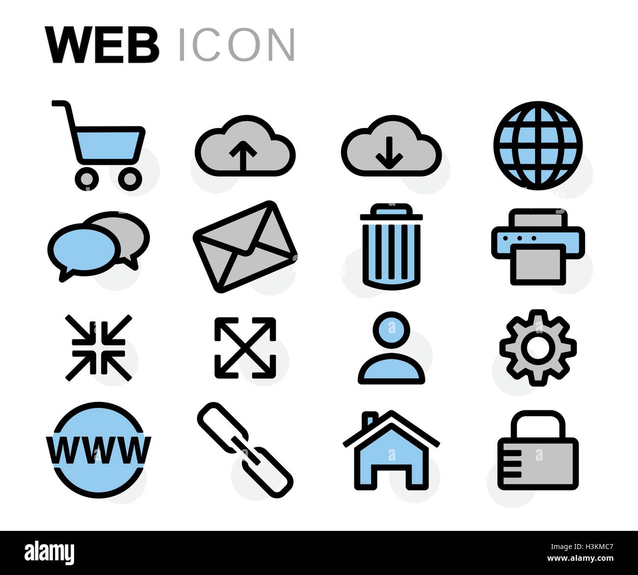 Vector flat line web icons set on white background Stock Vector Image ...