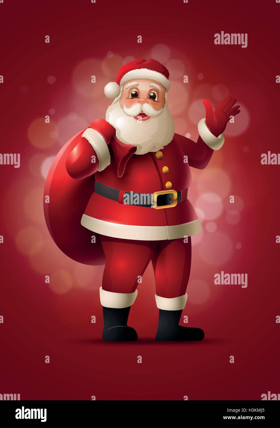 Santa Claus standing and smiling. Christmas vector illustration ...