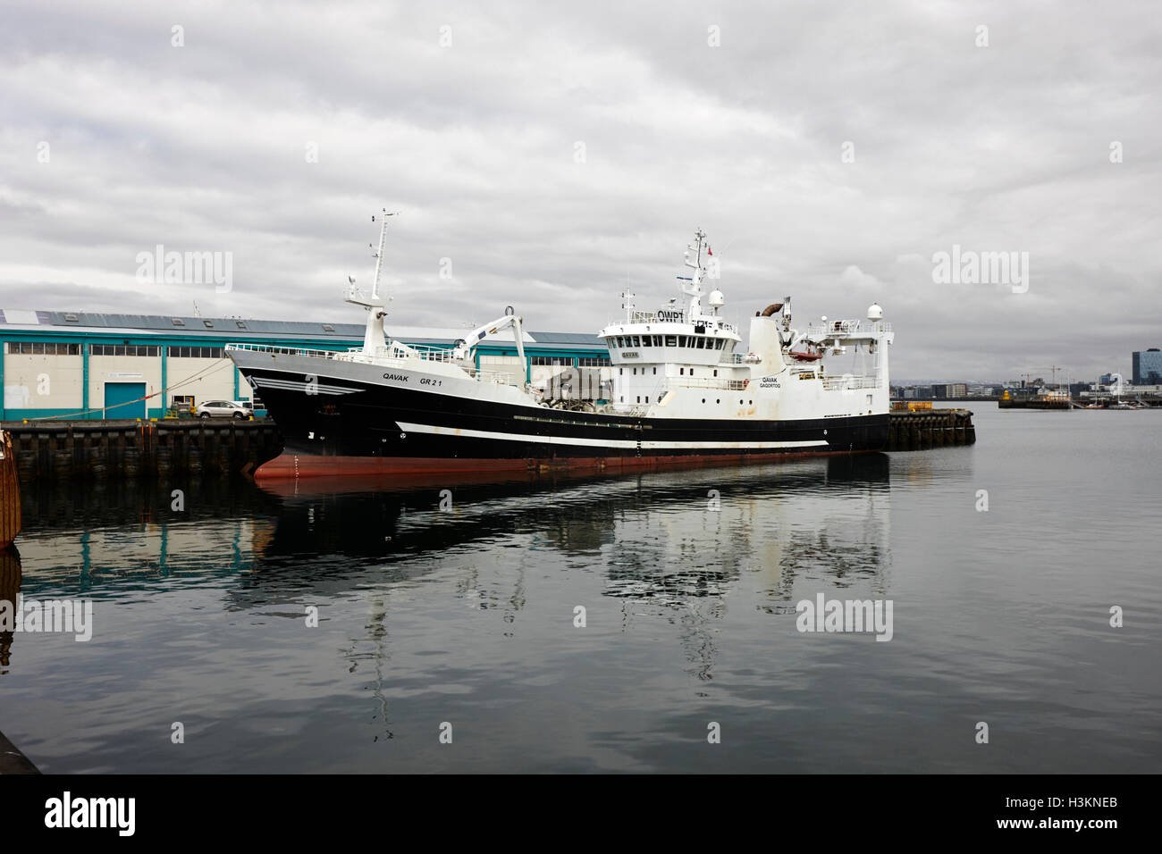 qavak greenland registered fishing trawler berthed in reykjavik harbout Iceland Stock Photo