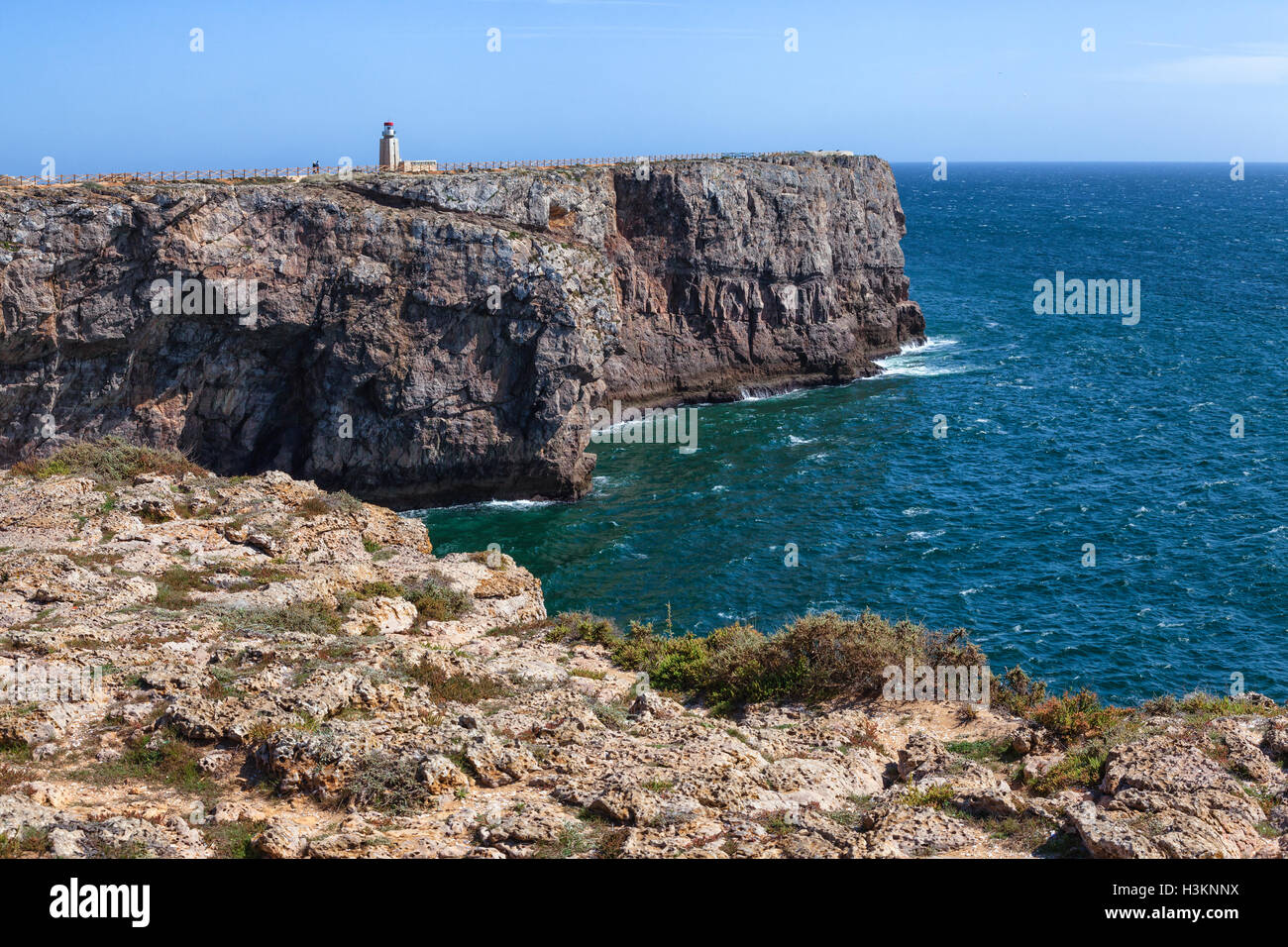 Coastline near fortress Fortaleza de Sagres, Portugal, Algarve Stock Photo
