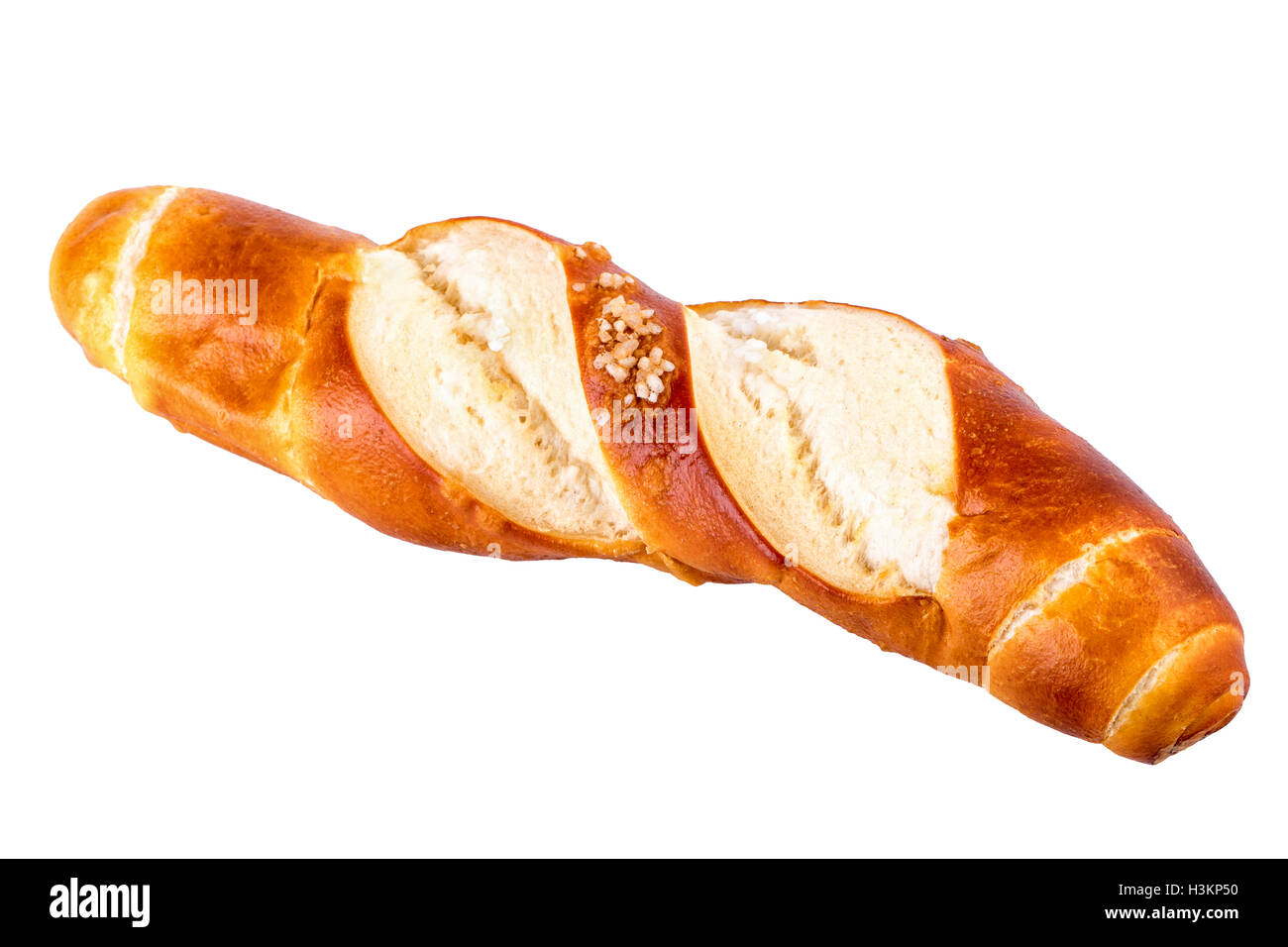 bun lye roll typical german bread isolated on white Stock Photo