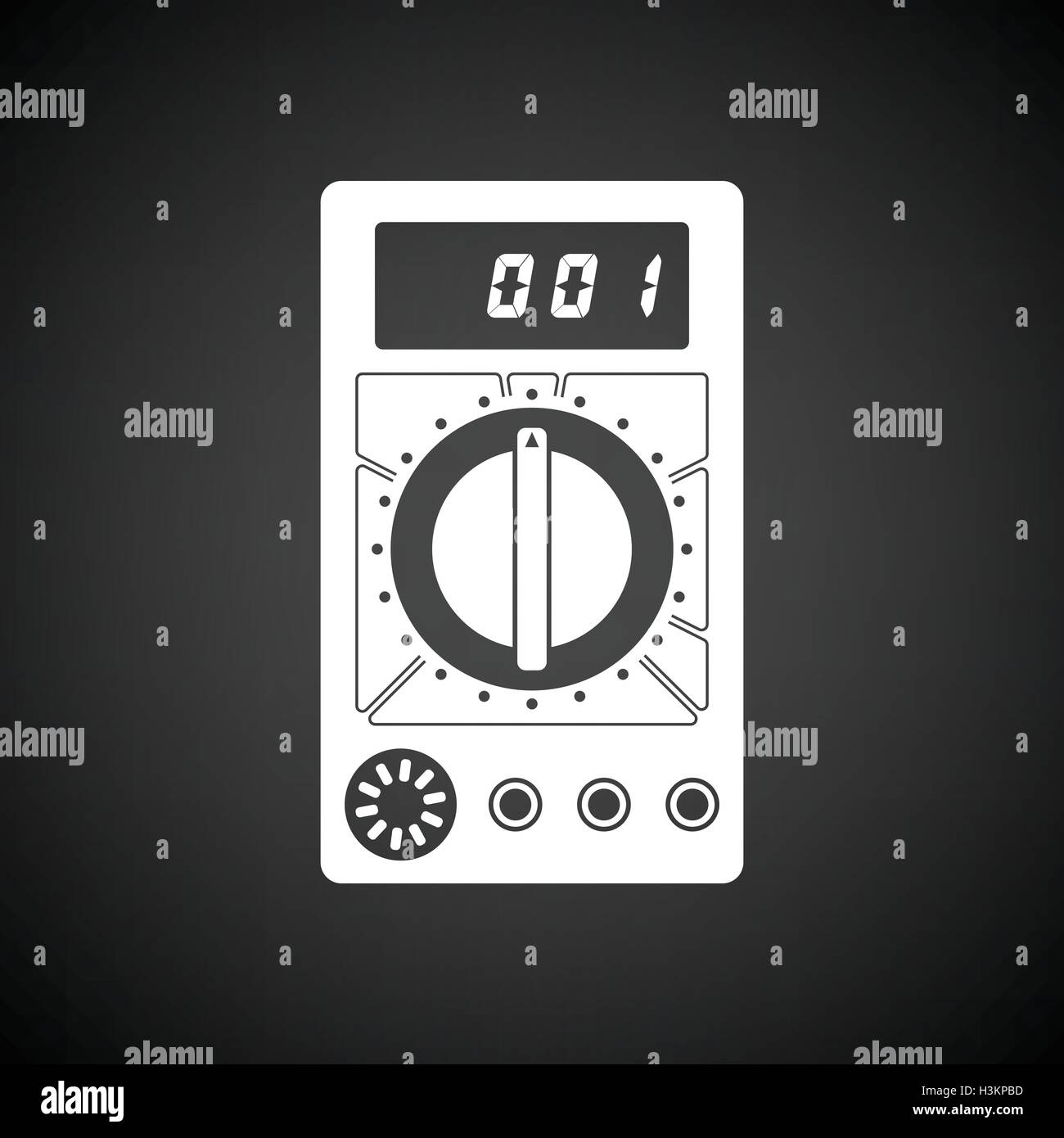 Multimeter icon. Black background with white. Vector illustration. Stock Vector
