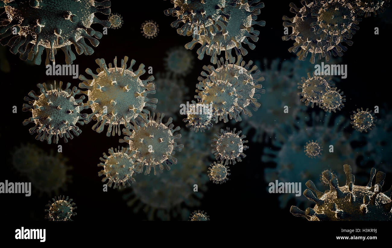Viruses in infected organism , viral disease epidemic , Outbreak Stock Photo