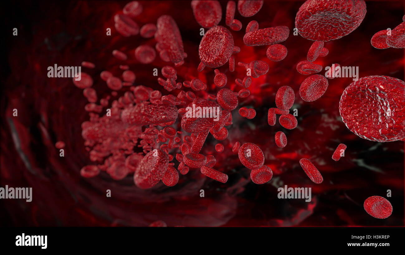 3d abstract red blood cells illustration. Medical background Stock ...