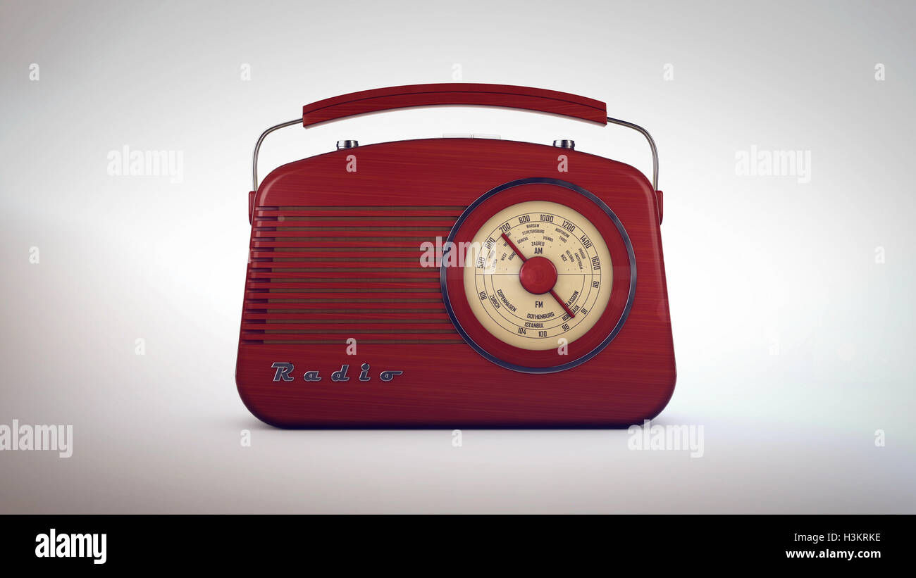 3d rendering of Retro old radio receiver on white background Stock ...