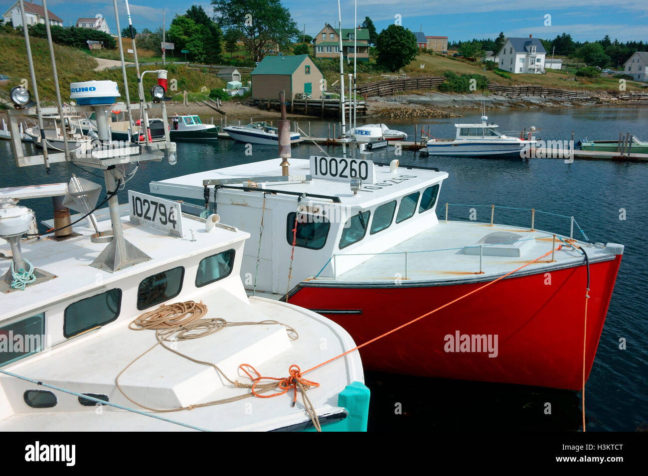 Big Tancook Island wharf and community in Nova Scotia, Canada Stock Photo