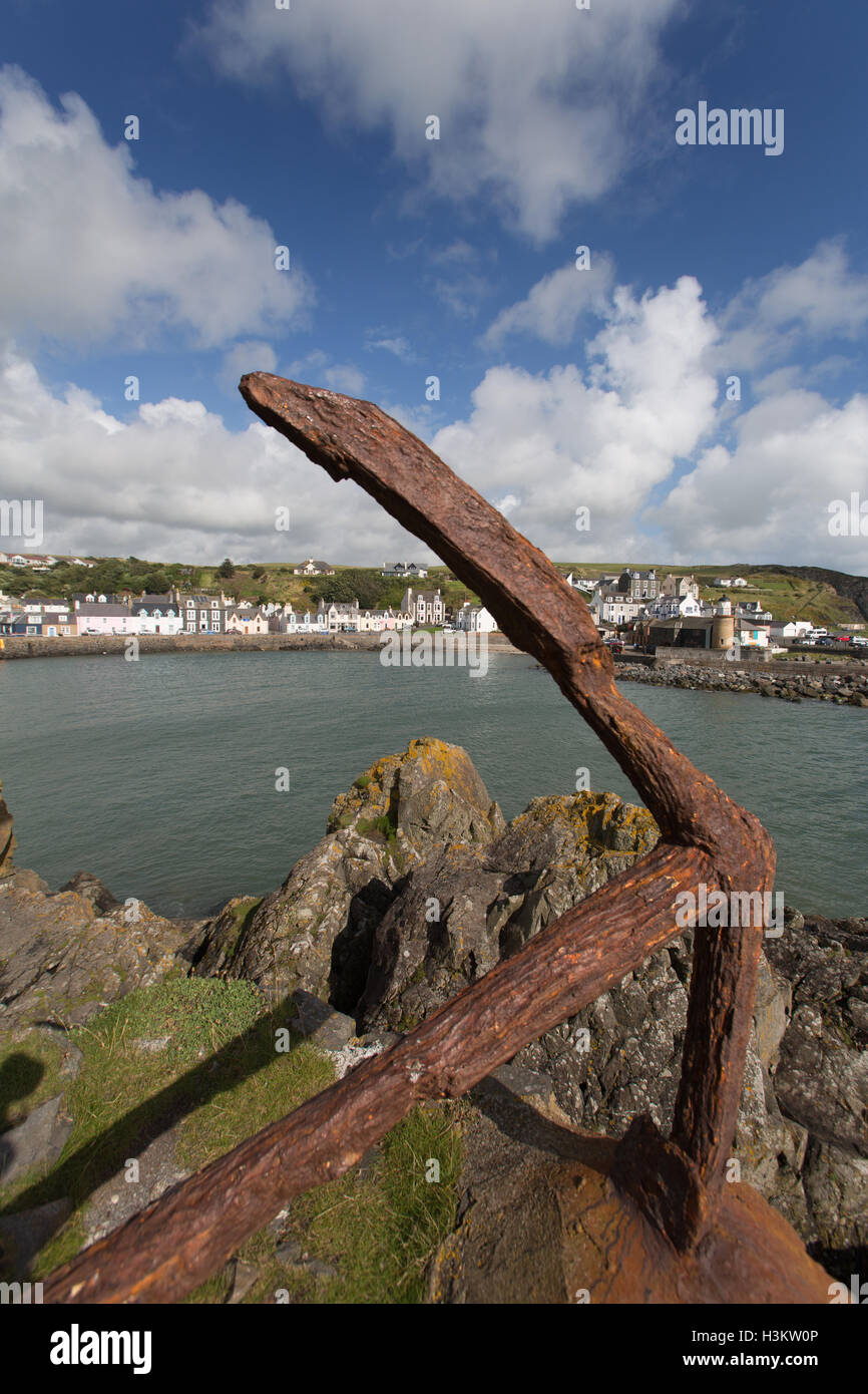 Portpatrick, Scotland. Picturesque view of a rusty anchor on top of ...