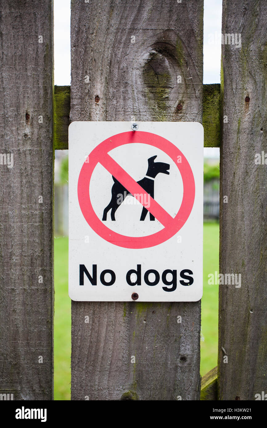 No dogs sign on fence Stock Photo