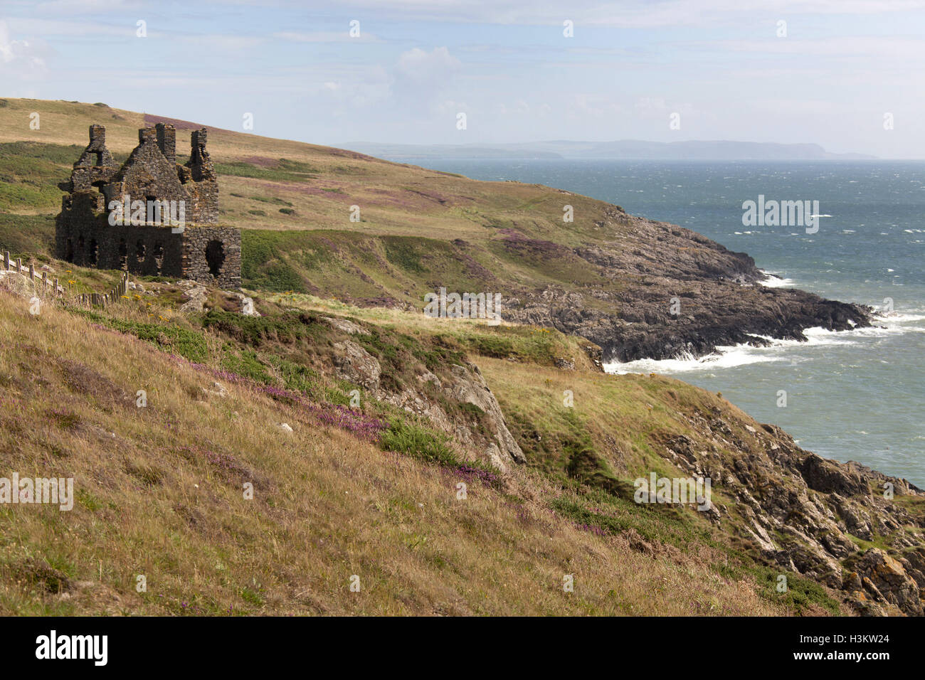 Portpatrick, Scotland. The historic Dunskey Castle ruins, which are