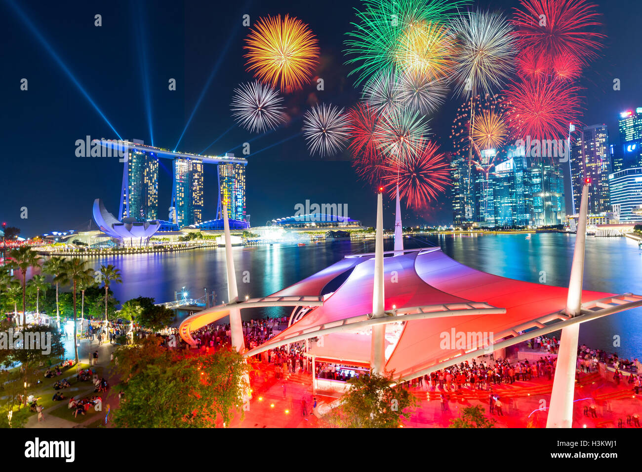SINGAPORE, SINGAPORE - AUG 9 :Singapore 51st national day parade celebration rehearsal, 9 Aug 2016 Stock Photo