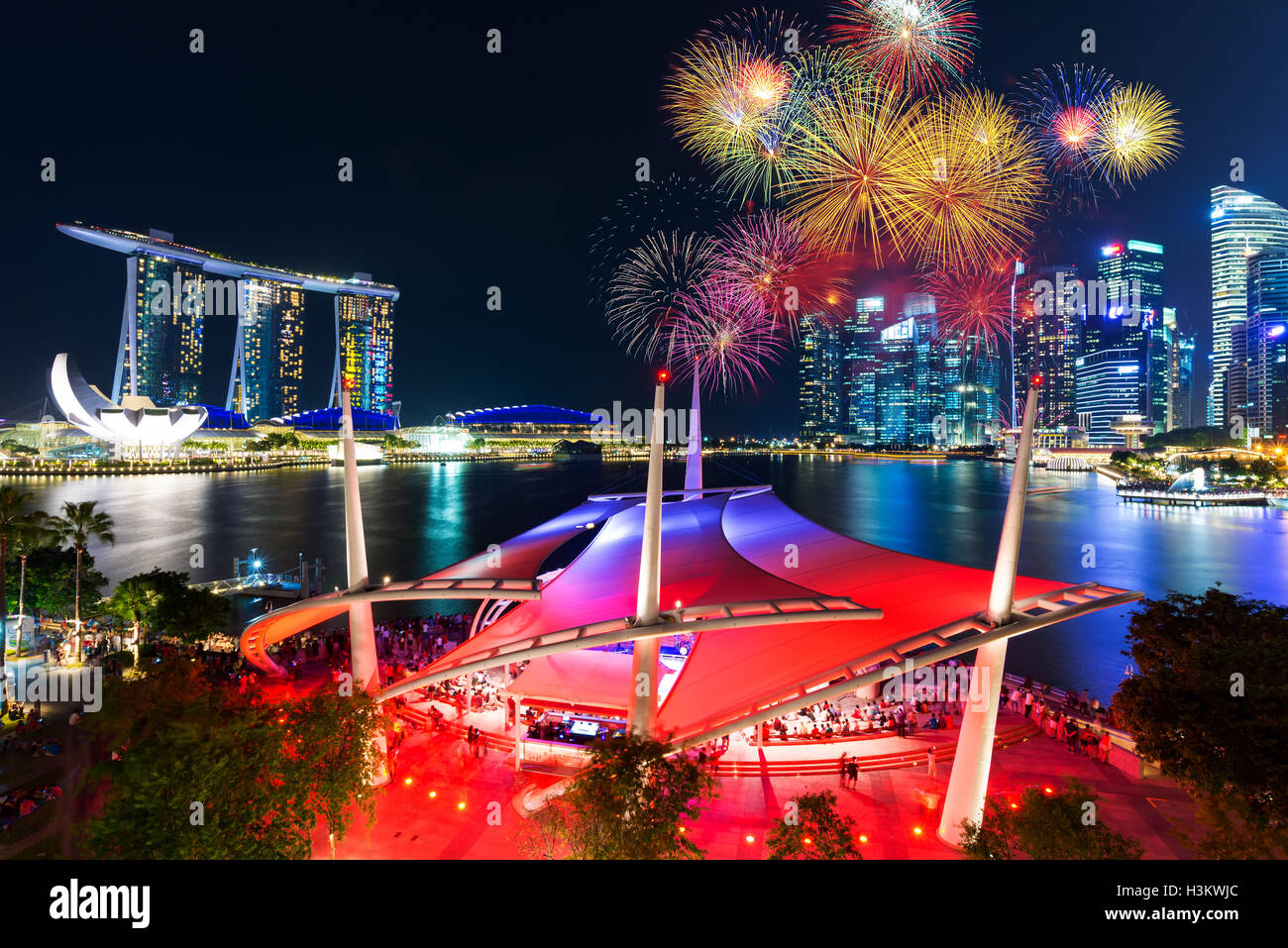 SINGAPORE, SINGAPORE - AUG 9 :Singapore 51st national day parade celebration rehearsal, 9 Aug 2016 Stock Photo