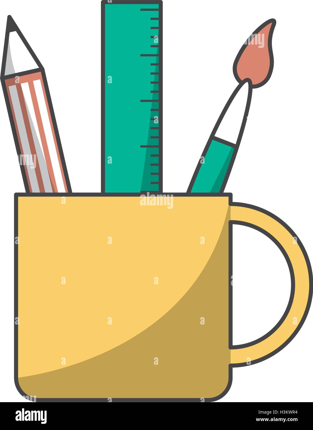 Paintbrush Ruler Ruler pencil paint brush inside hi-res stock photography and images - Alamy