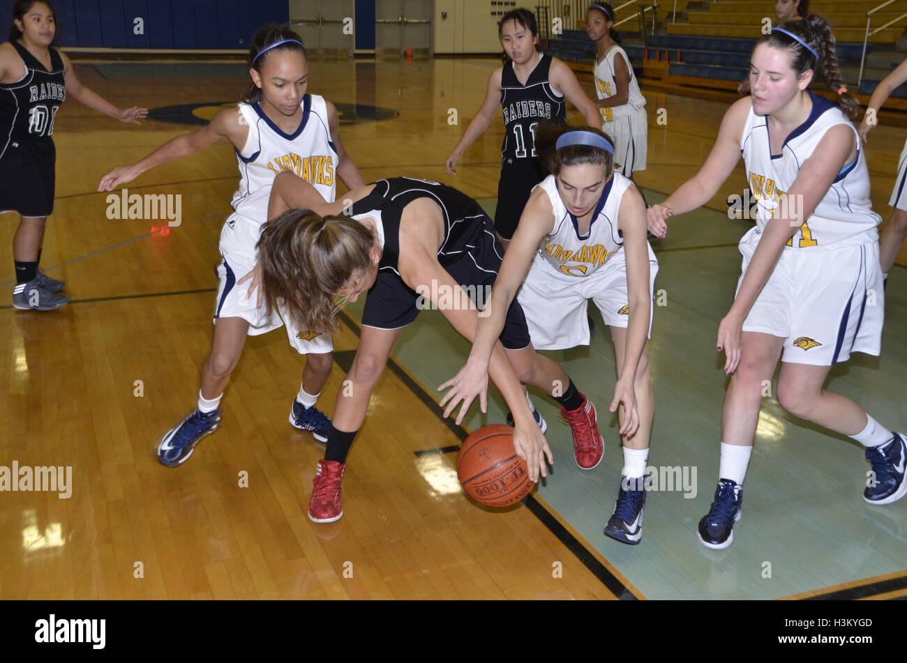 Girl S High School Basketball Game Stock Photo Alamy