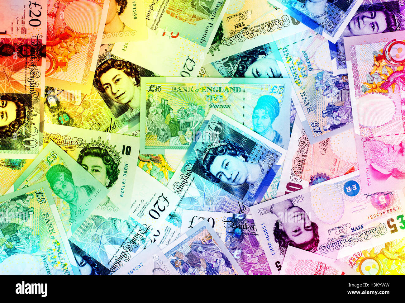 Pound currency background, Currency of the United Kingdom - Rainbow
