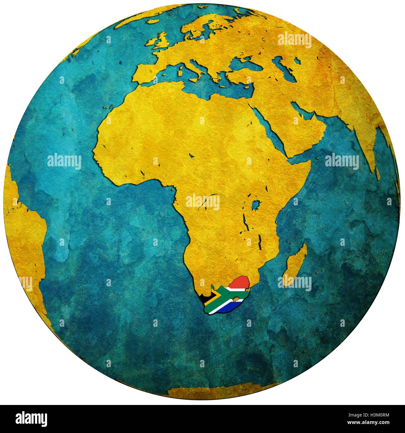 south africa territory with flag on map of globe Stock Photo Alamy