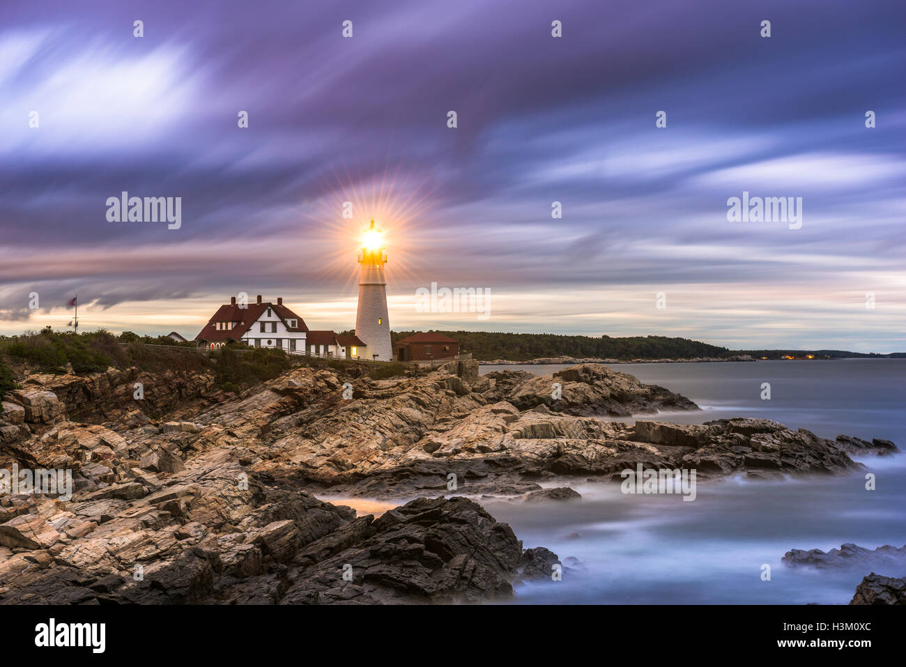 Portland Head Light in Cape Elizabeth, Maine, USA. Stock Photo