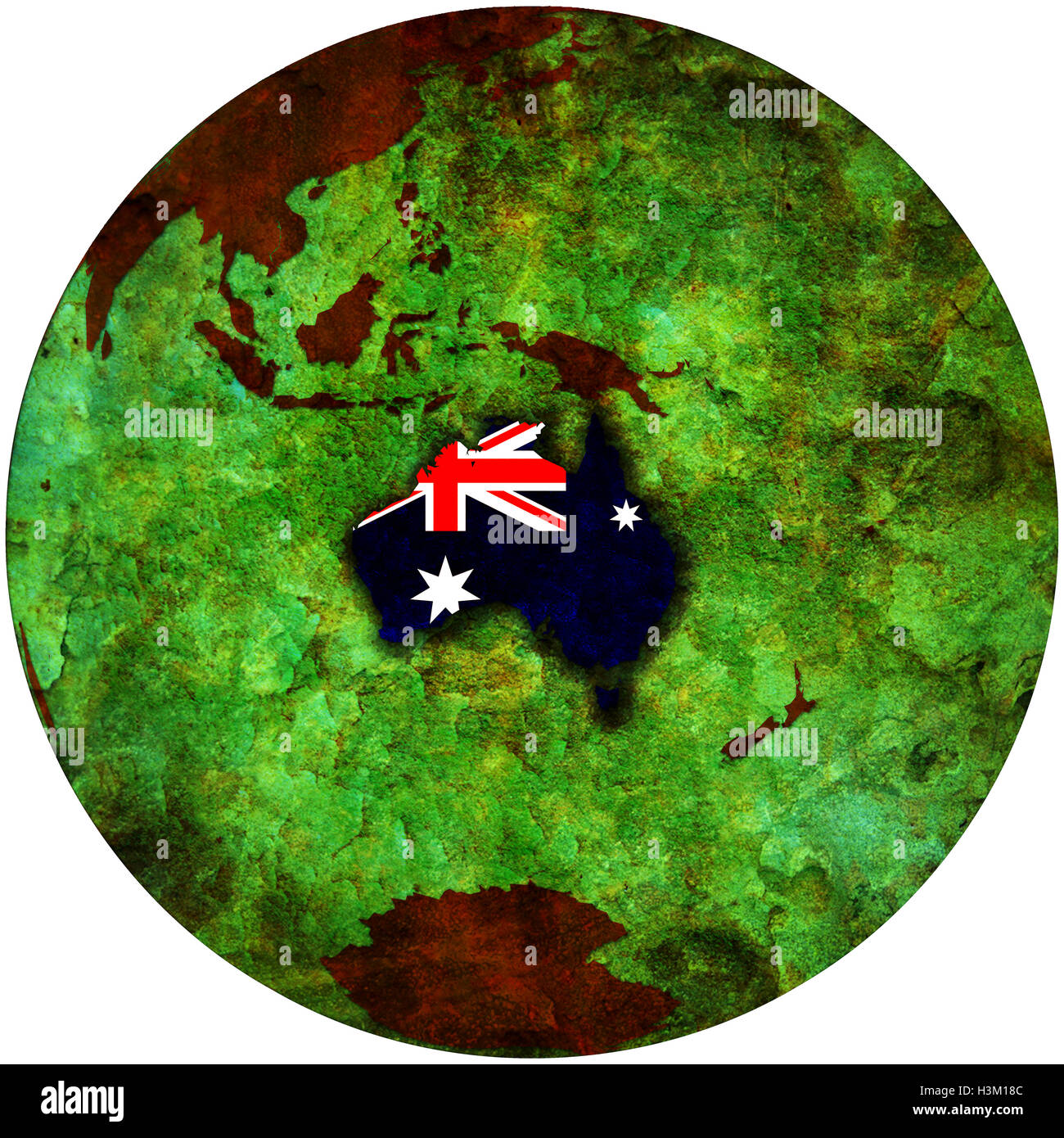 3d view from space on southern hemisphere with australia flag Stock ...