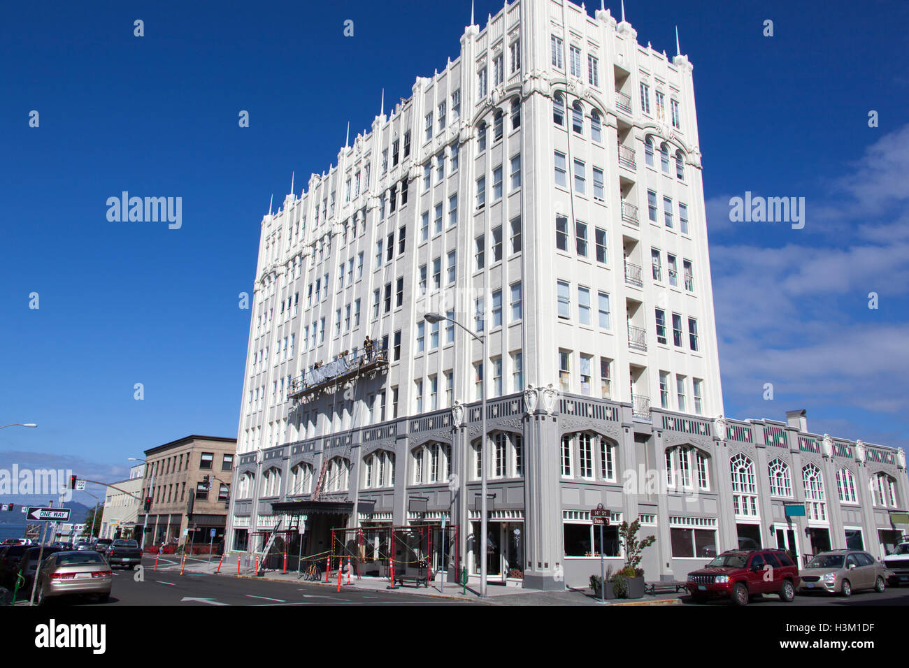 Stylish apartment building in Astoria downtown (Oregon Stock Photo Alamy