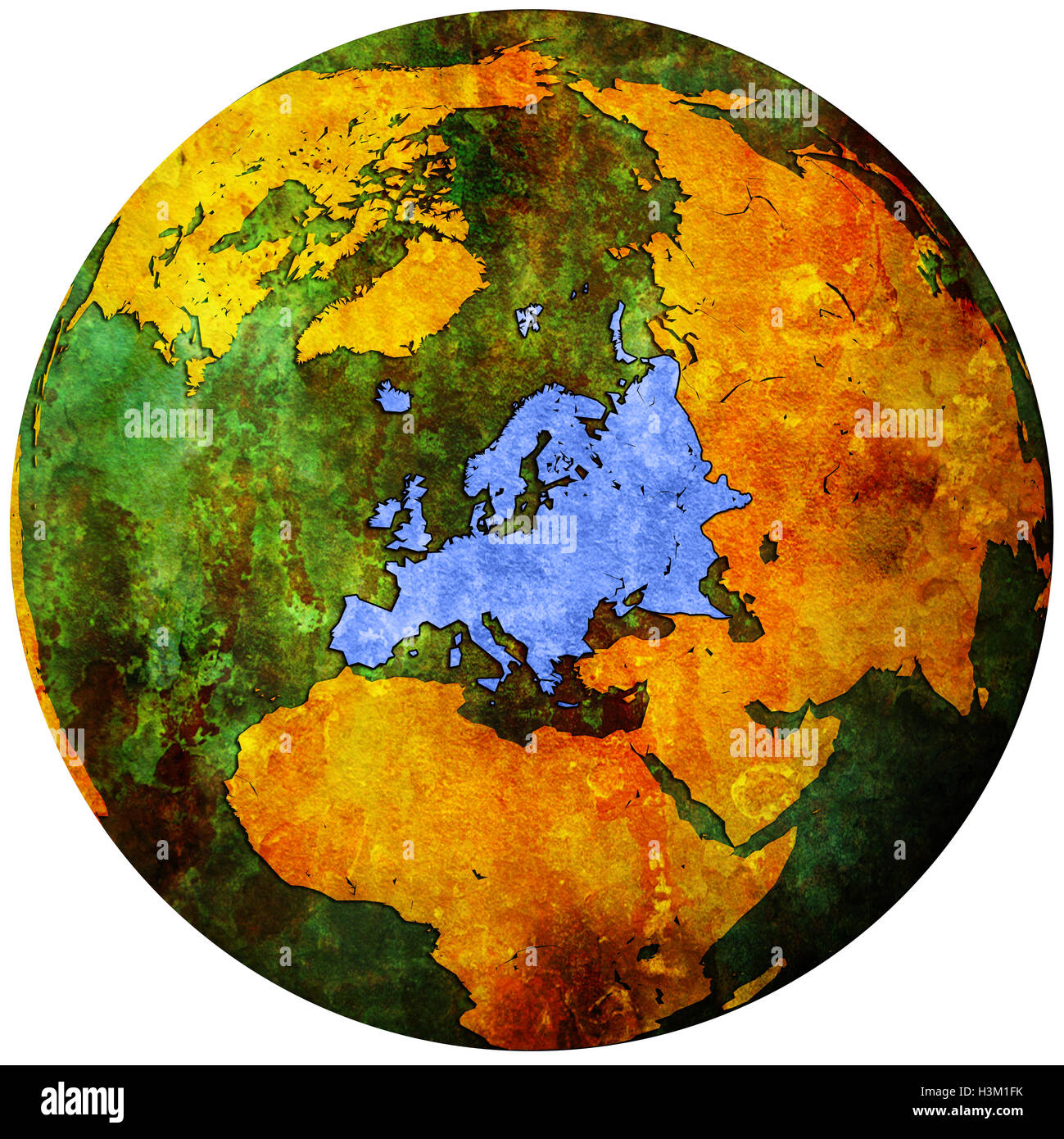 europe territory on map of globe(orthographic projection Stock Photo - Alamy