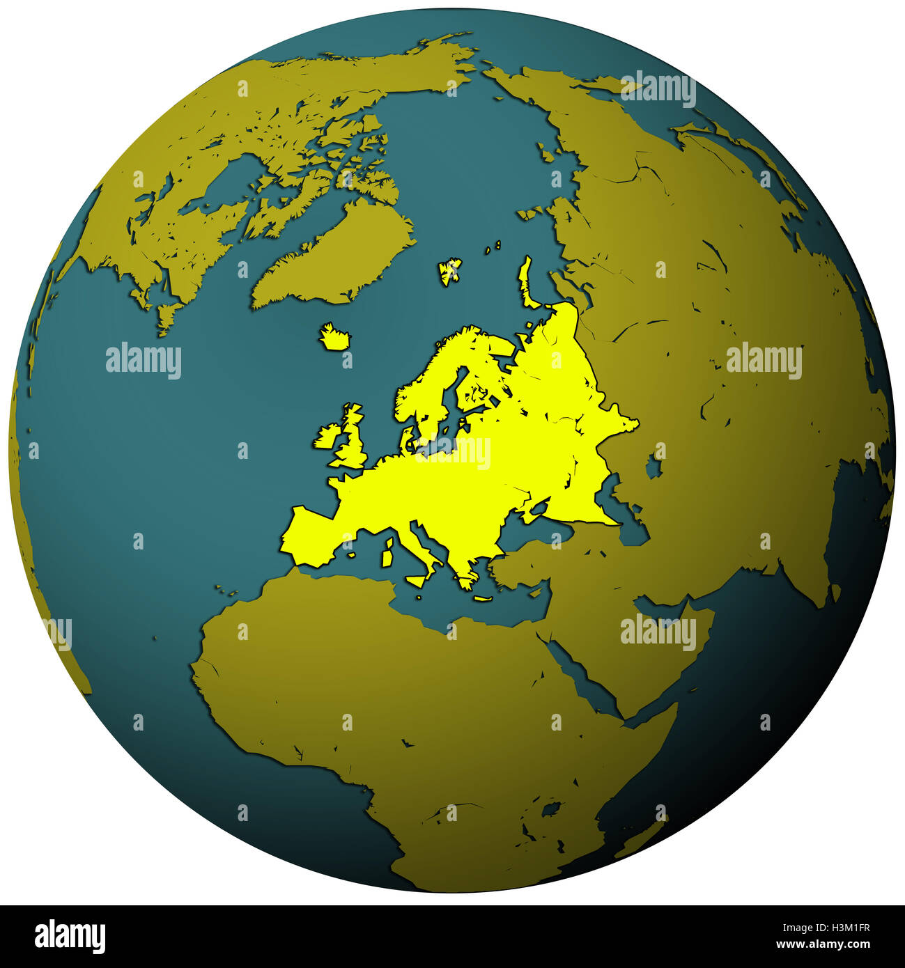 europe territory on map of globe(orthographic projection Stock Photo - Alamy