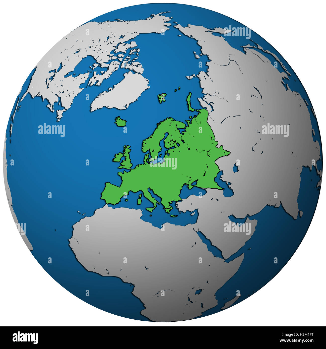 europe territory on map of globe(orthographic projection Stock Photo - Alamy