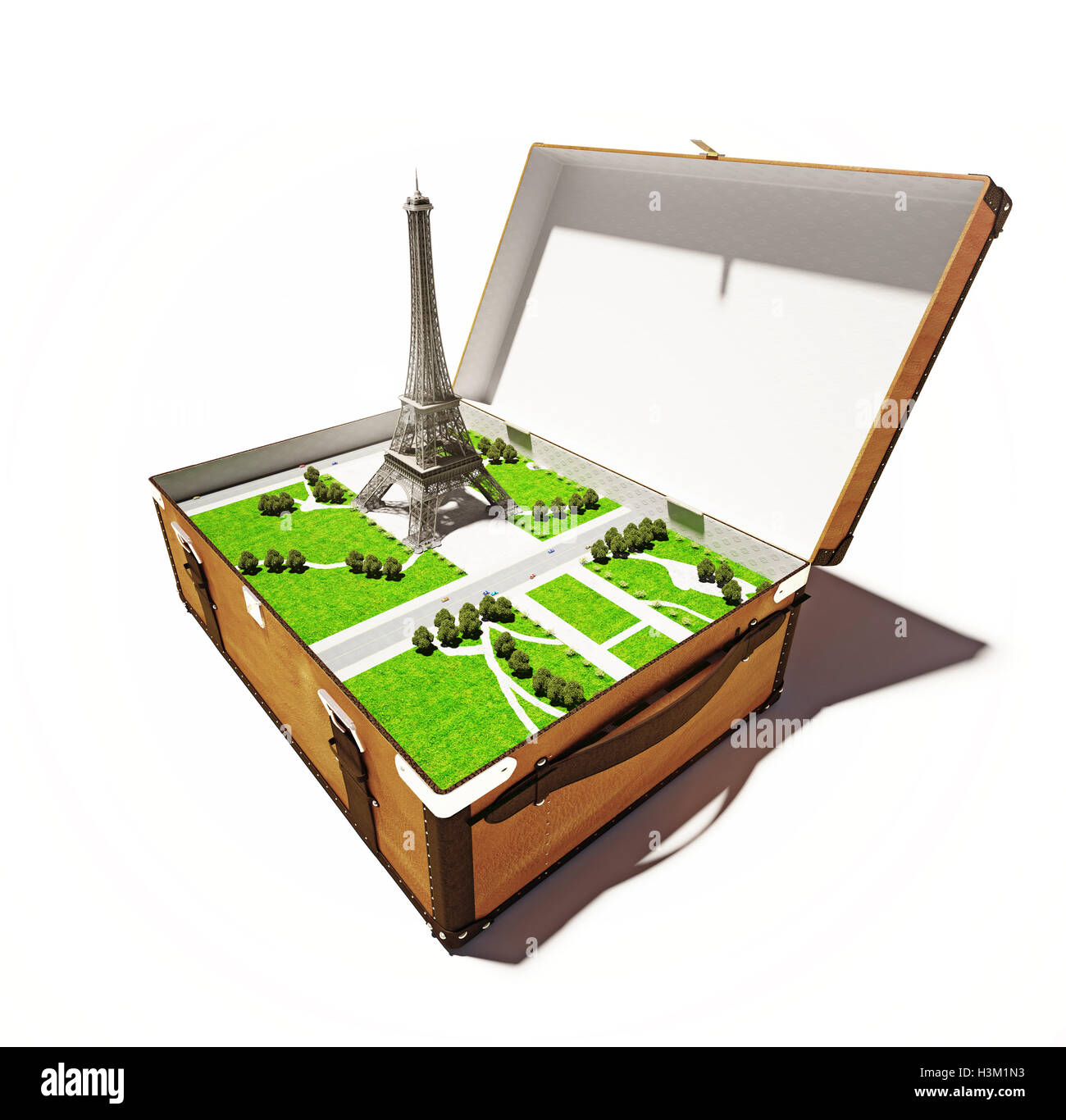 Paris in suitcase Stock Photo Alamy