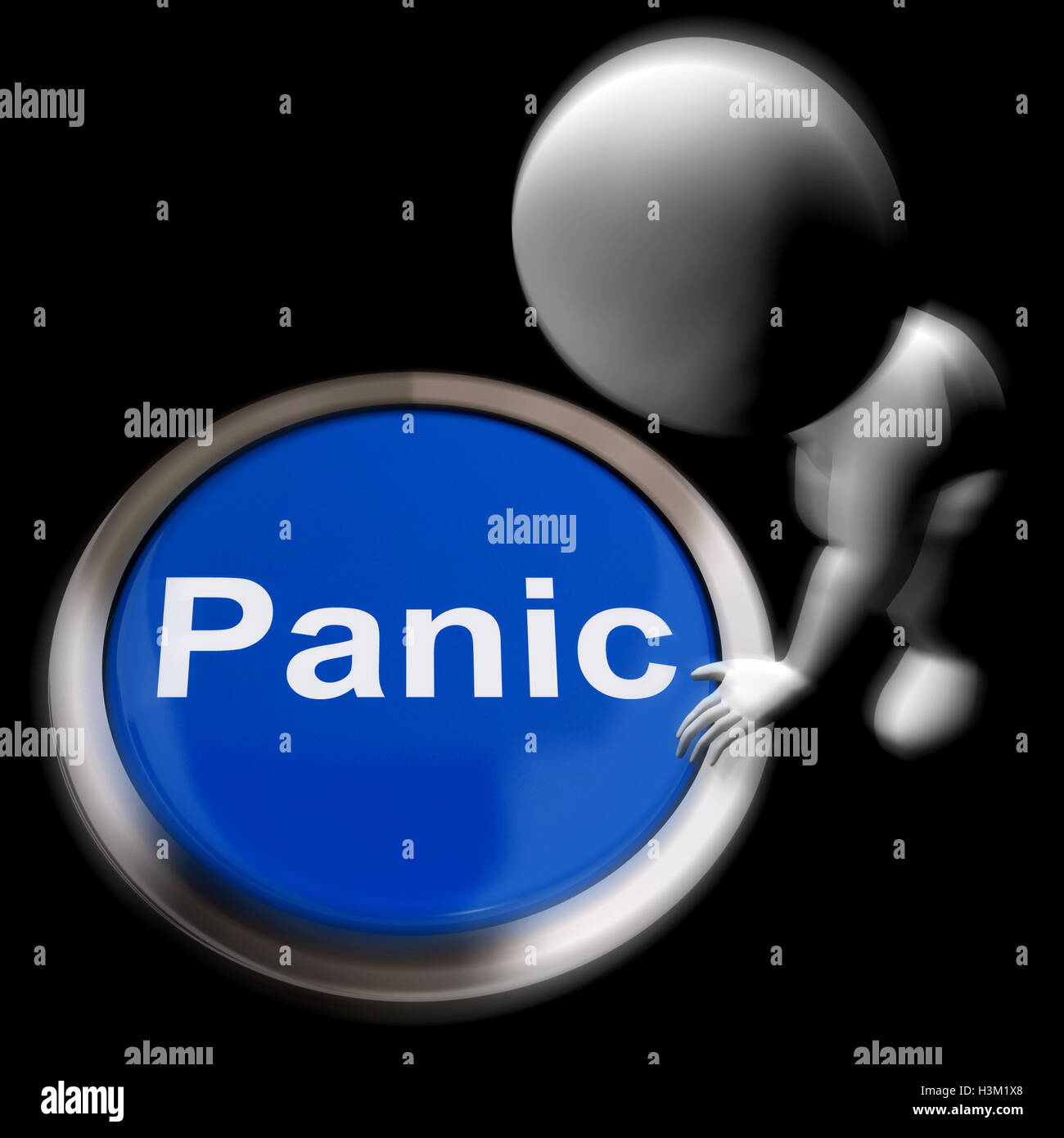Panic Pressed Shows Alarm Distress And Crisis Stock Photo