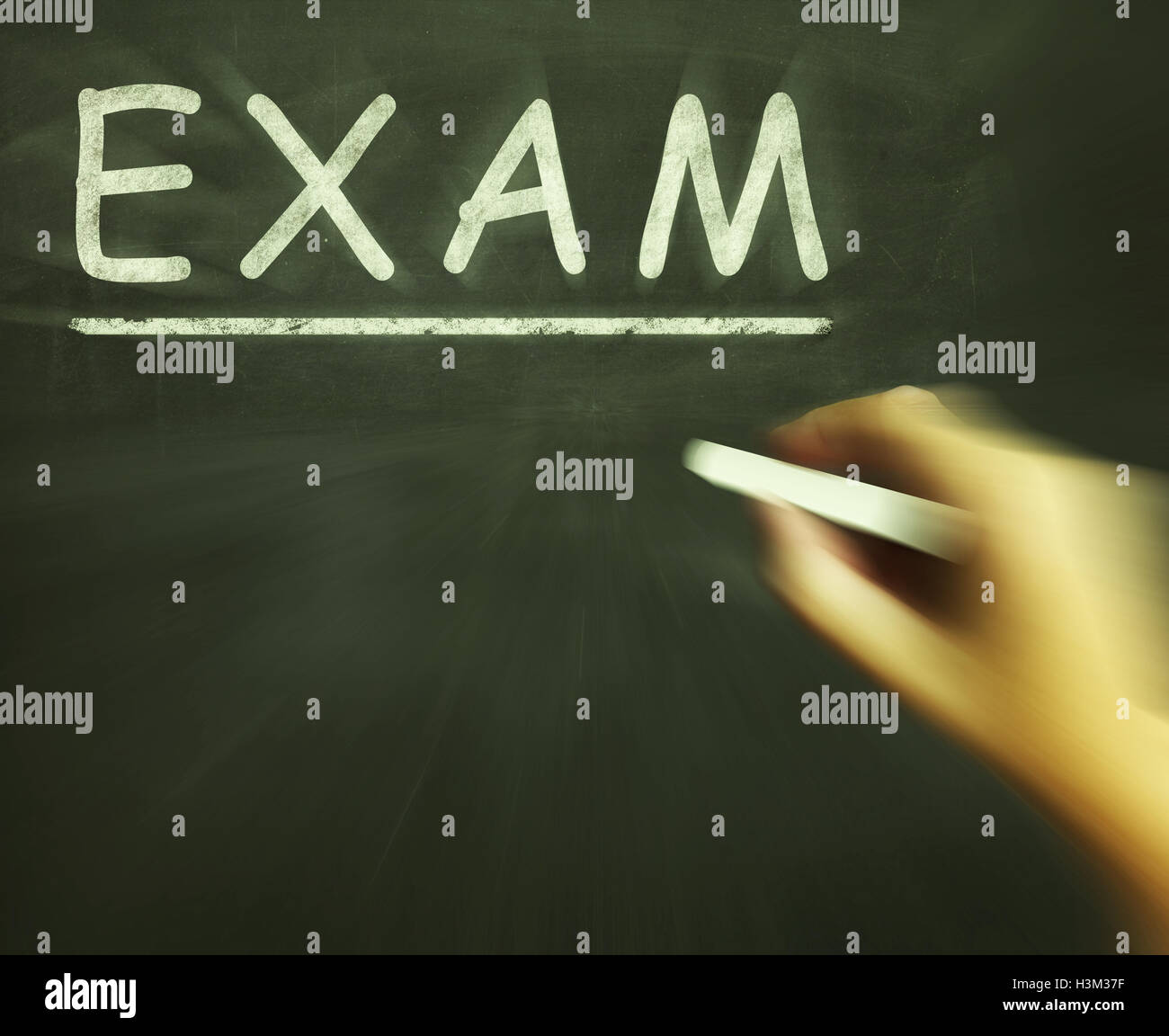 Exam Chalk Shows Assessment Test And Grade Stock Photo Alamy