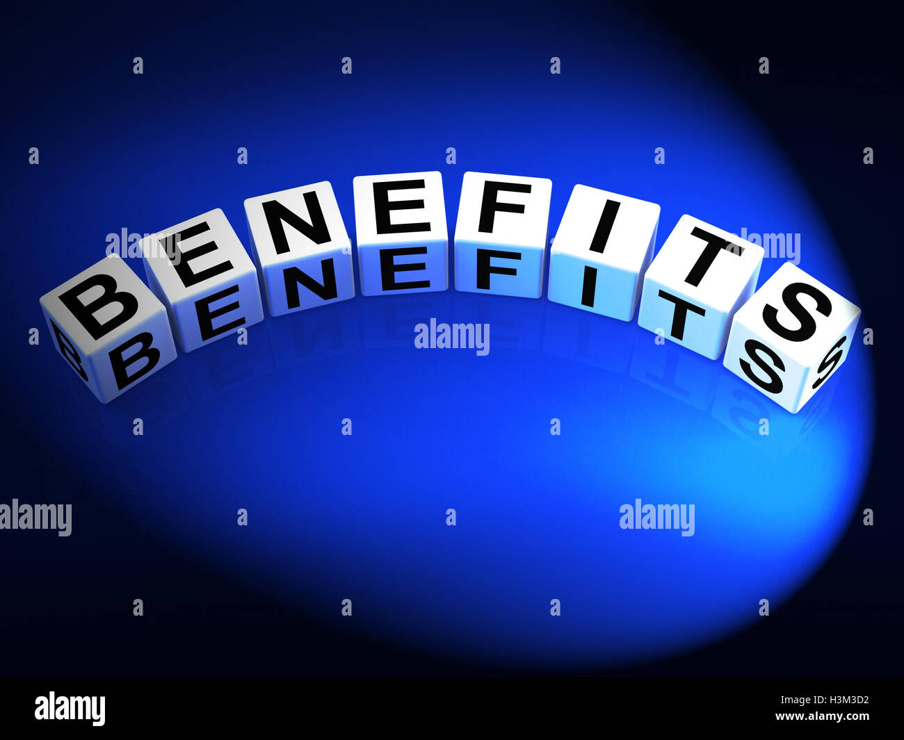 Benefits Dice Mean Perks Awards and Merits Stock Photo