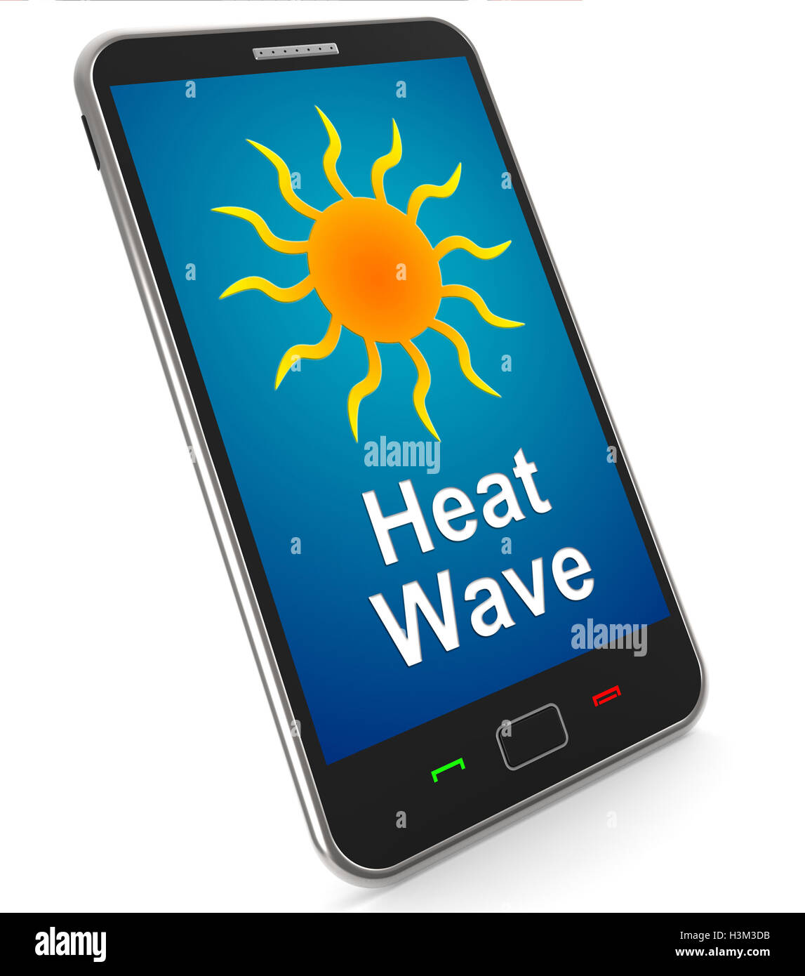 Heat Wave On Mobile Means Hot Weather Stock Photo Alamy