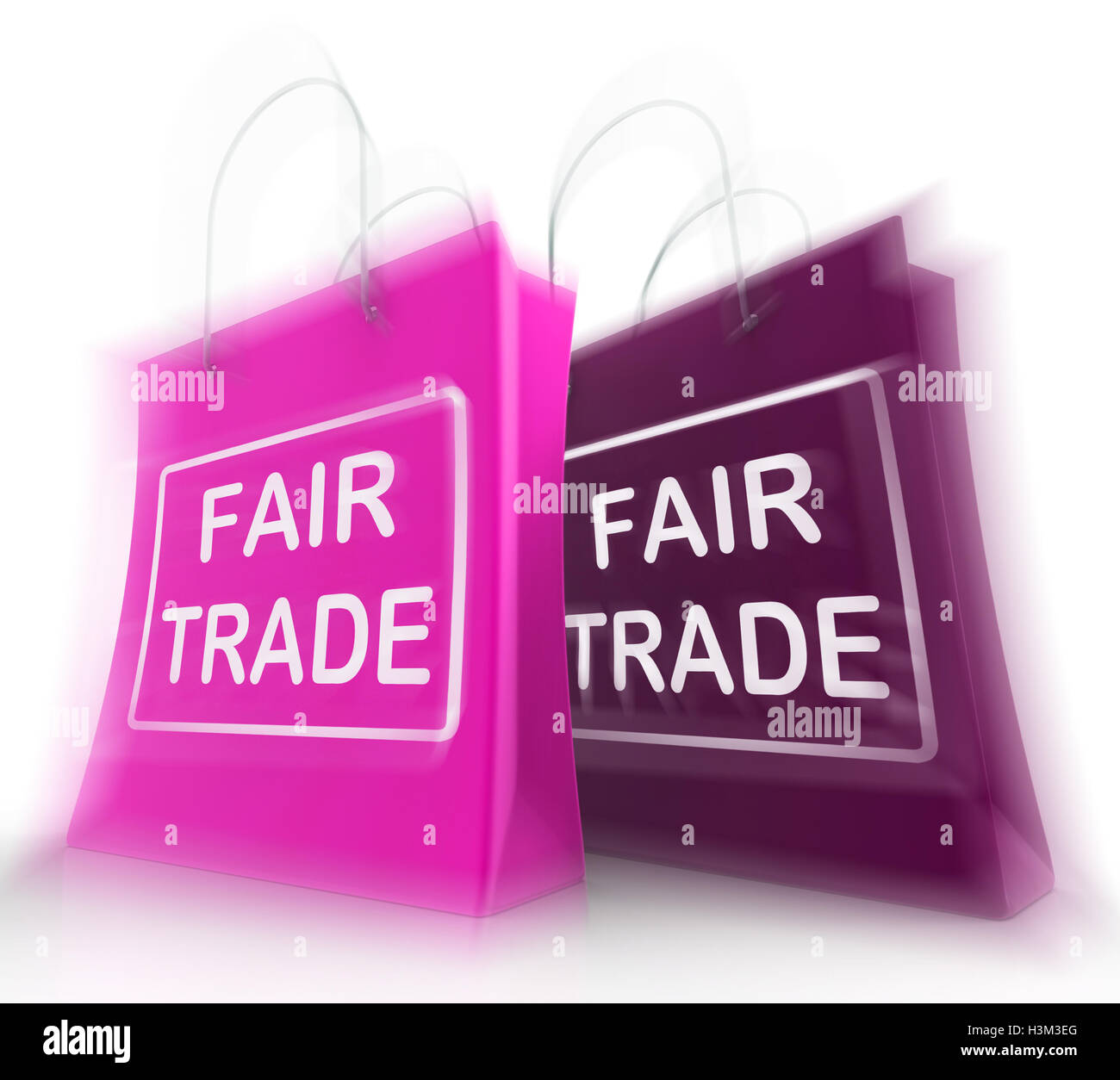 Fair Trade Shopping Bag Represents Equal Deals and Exchange Stock Photo