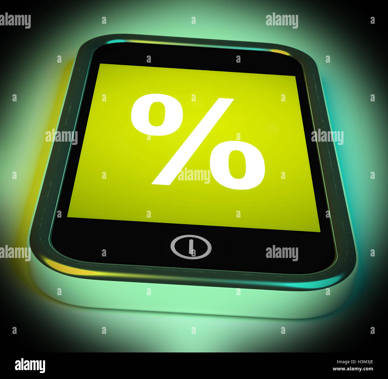 Percent Sign On Mobile Shows Percentage Discount Or Investment Stock Photo