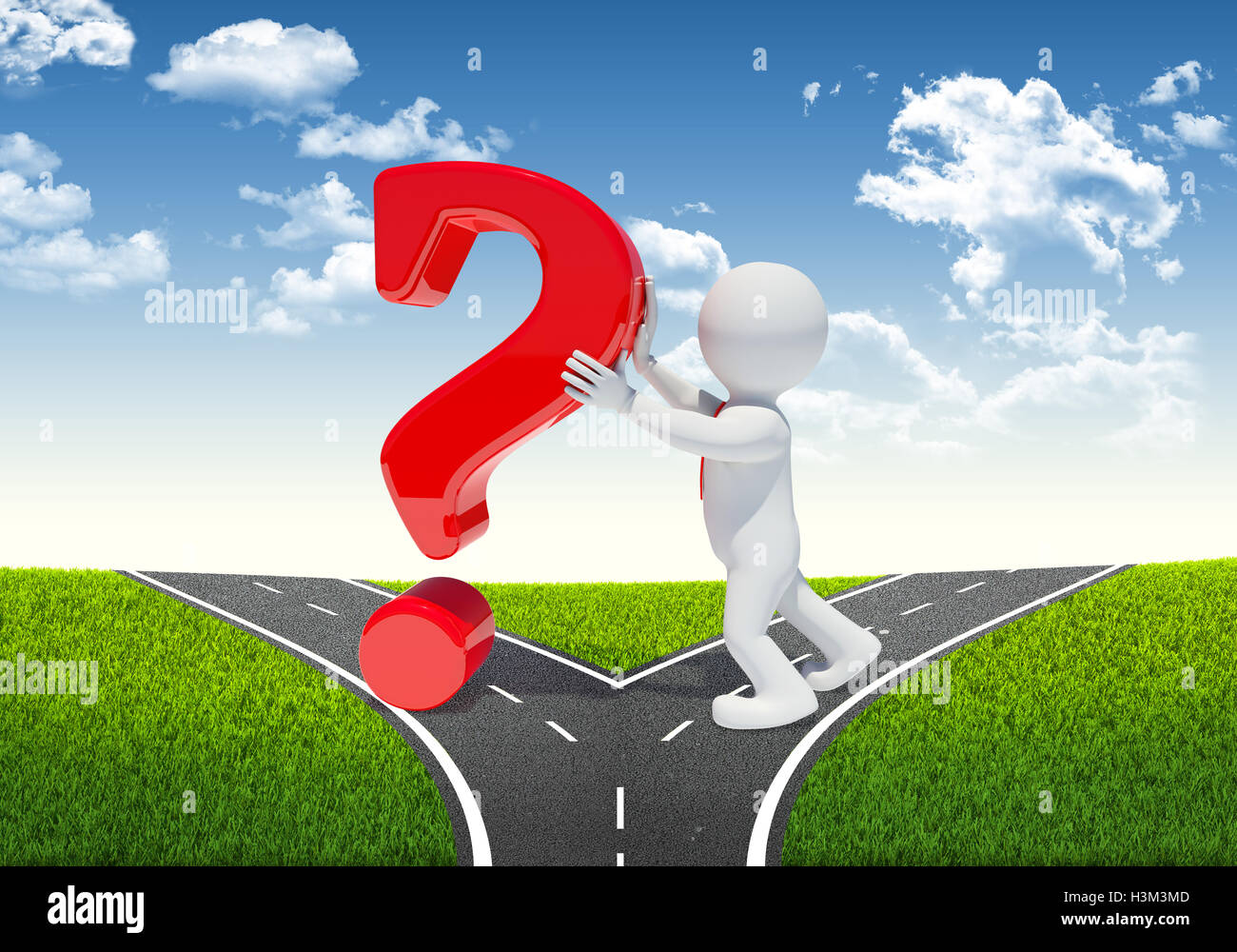 3d white man with question mark Stock Photo - Alamy