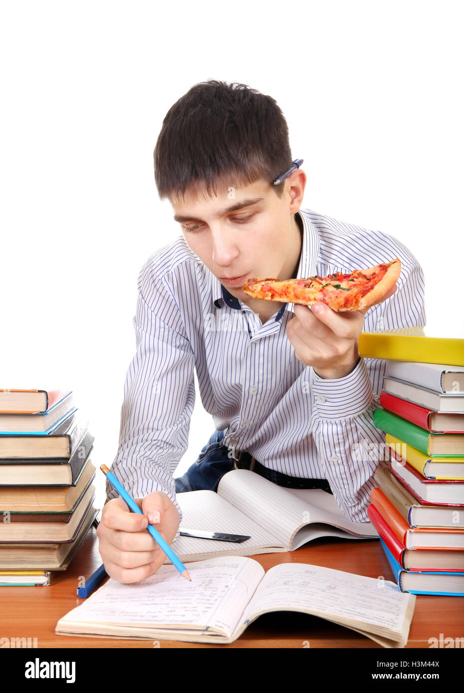 Student with a Pizza Stock Photo