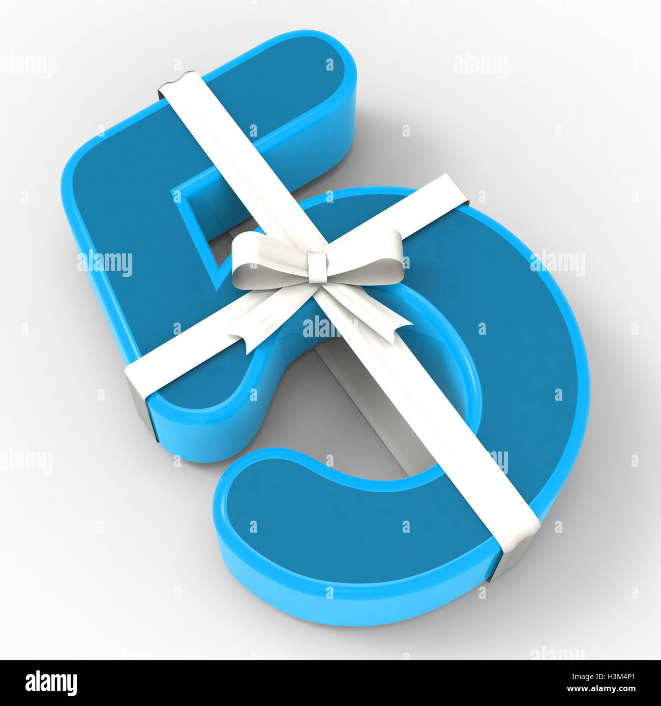 Number Five With Ribbon Displays Creativity And Graphic Design Stock Photo