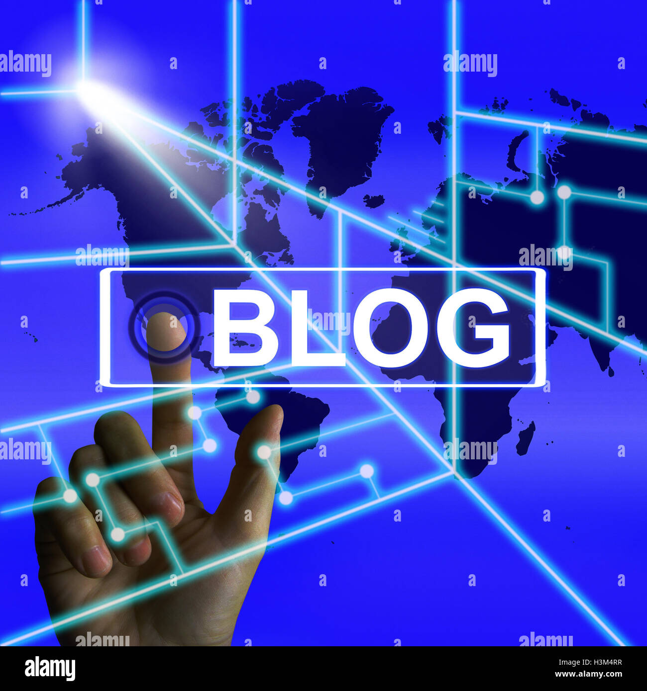 Blog Screen Shows International or Worldwide Blogging Stock Photo