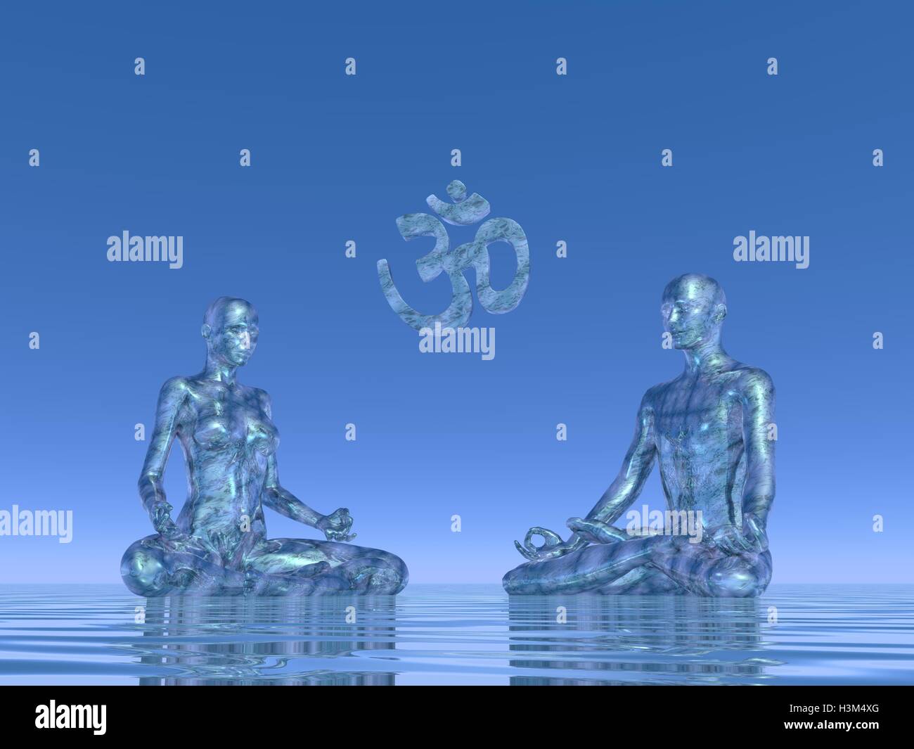 Blue meditation - 3D render Stock Photo