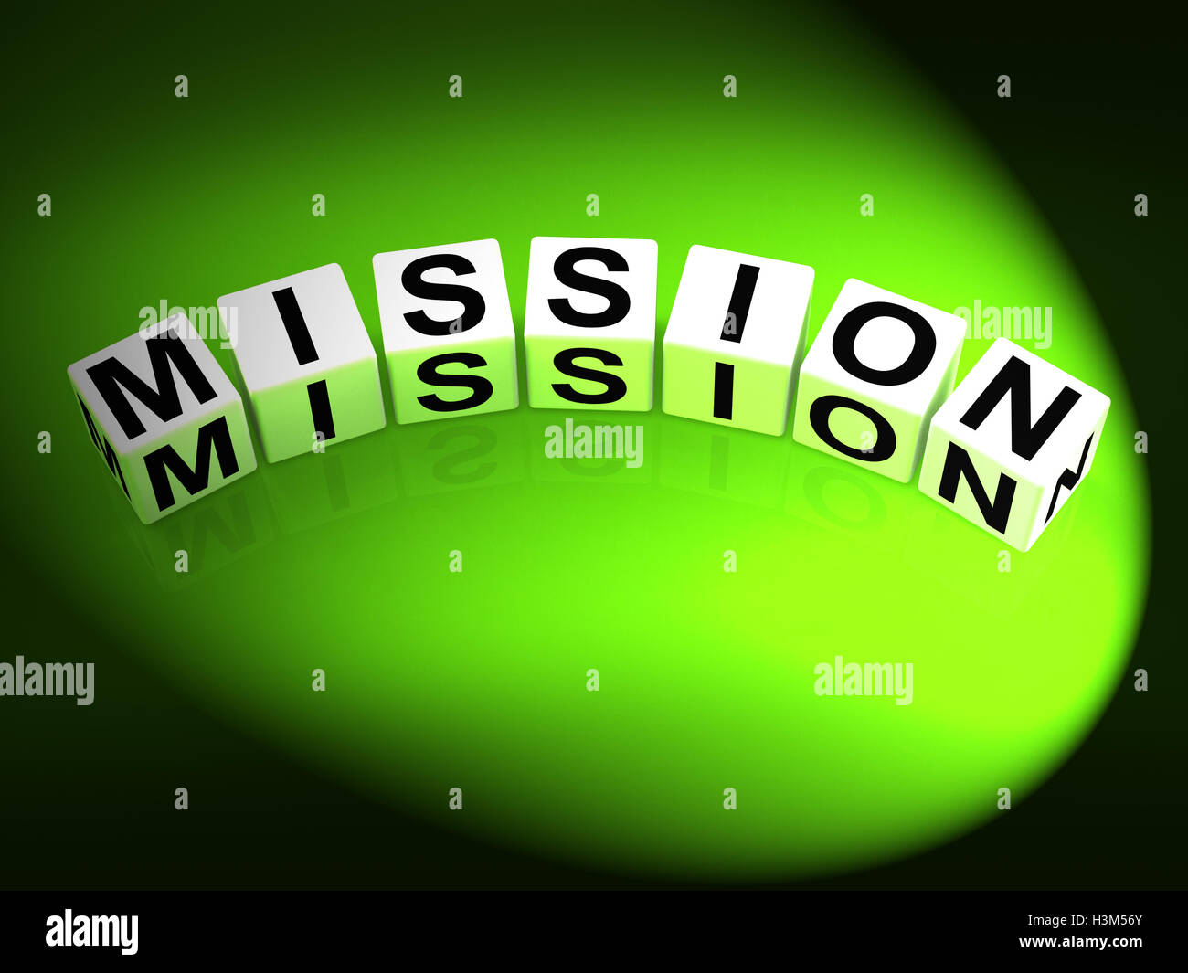 Mission Dice Show Mission Strategies and Goals Stock Photo - Alamy