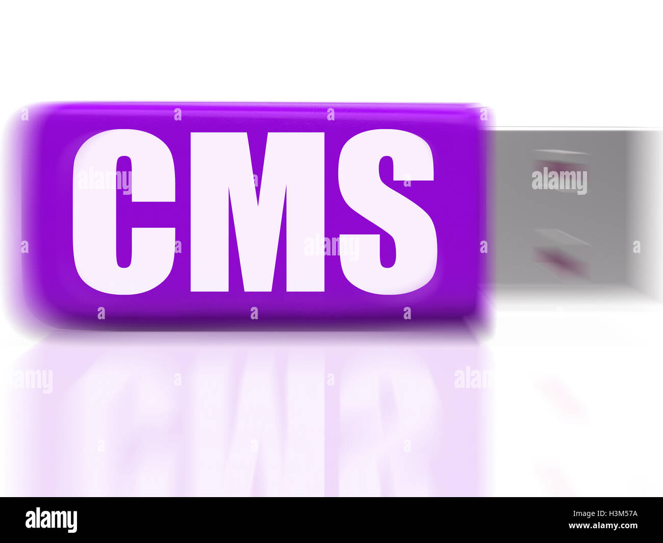 CMS USB drive Means Content Optimization Or Data Traffic Stock Photo
