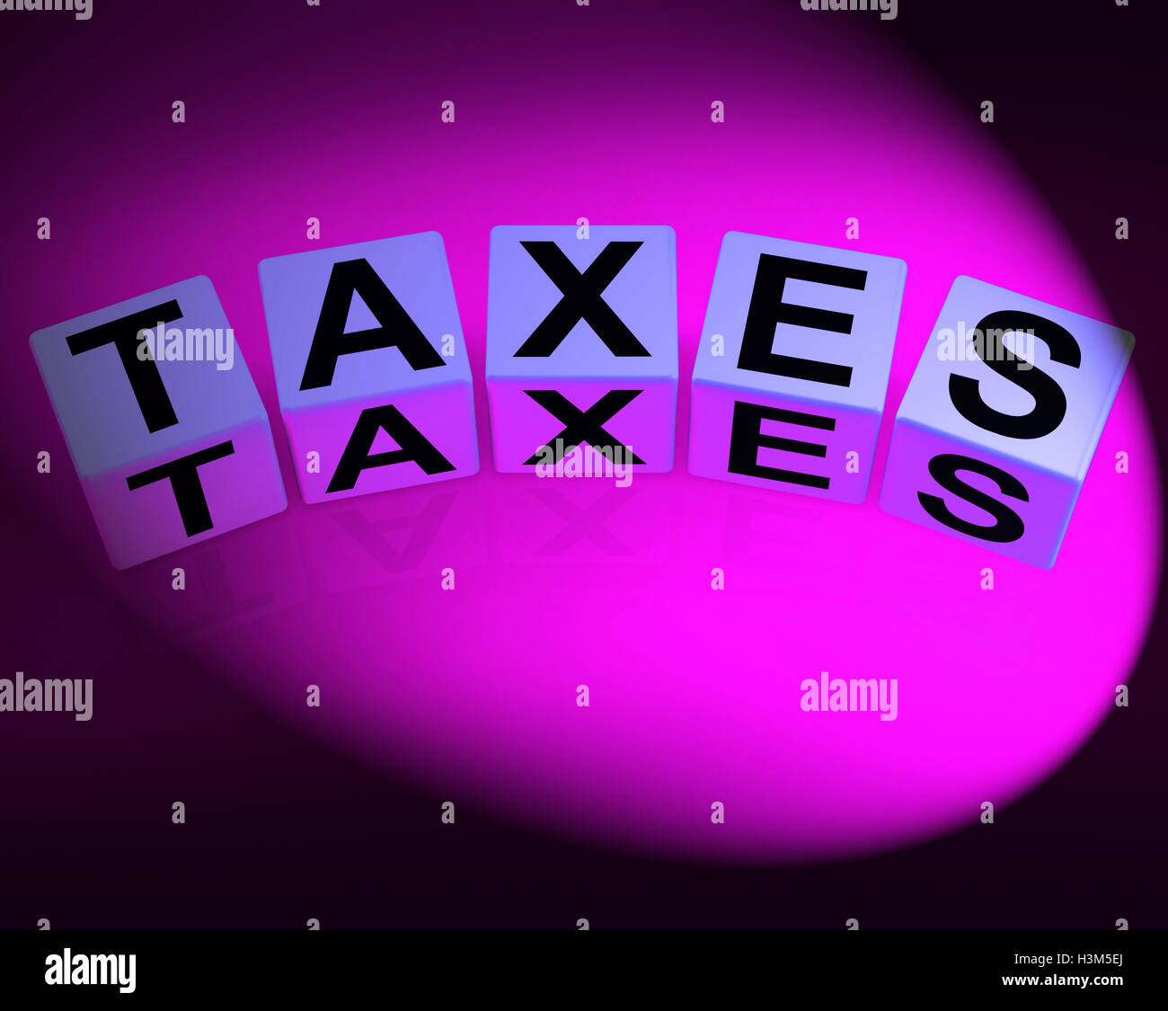 Taxes Dice Represent Duties and Taxation Documents Stock Photo Alamy