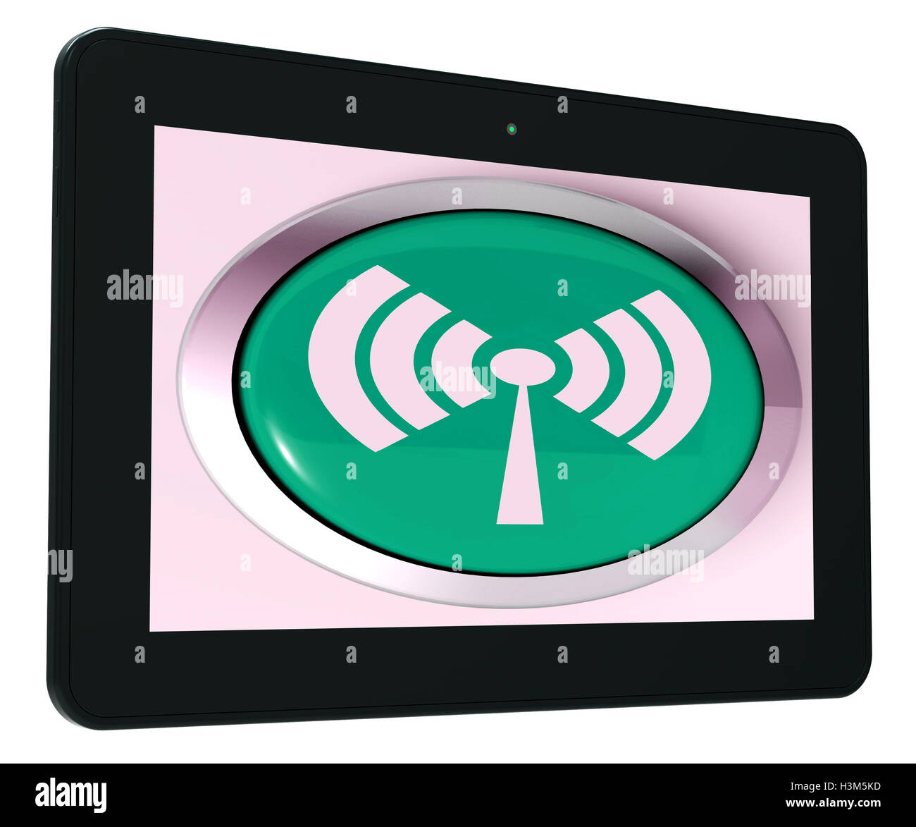 Wifi Tablet Shows Wireless Internet Access Transmitter Stock Photo