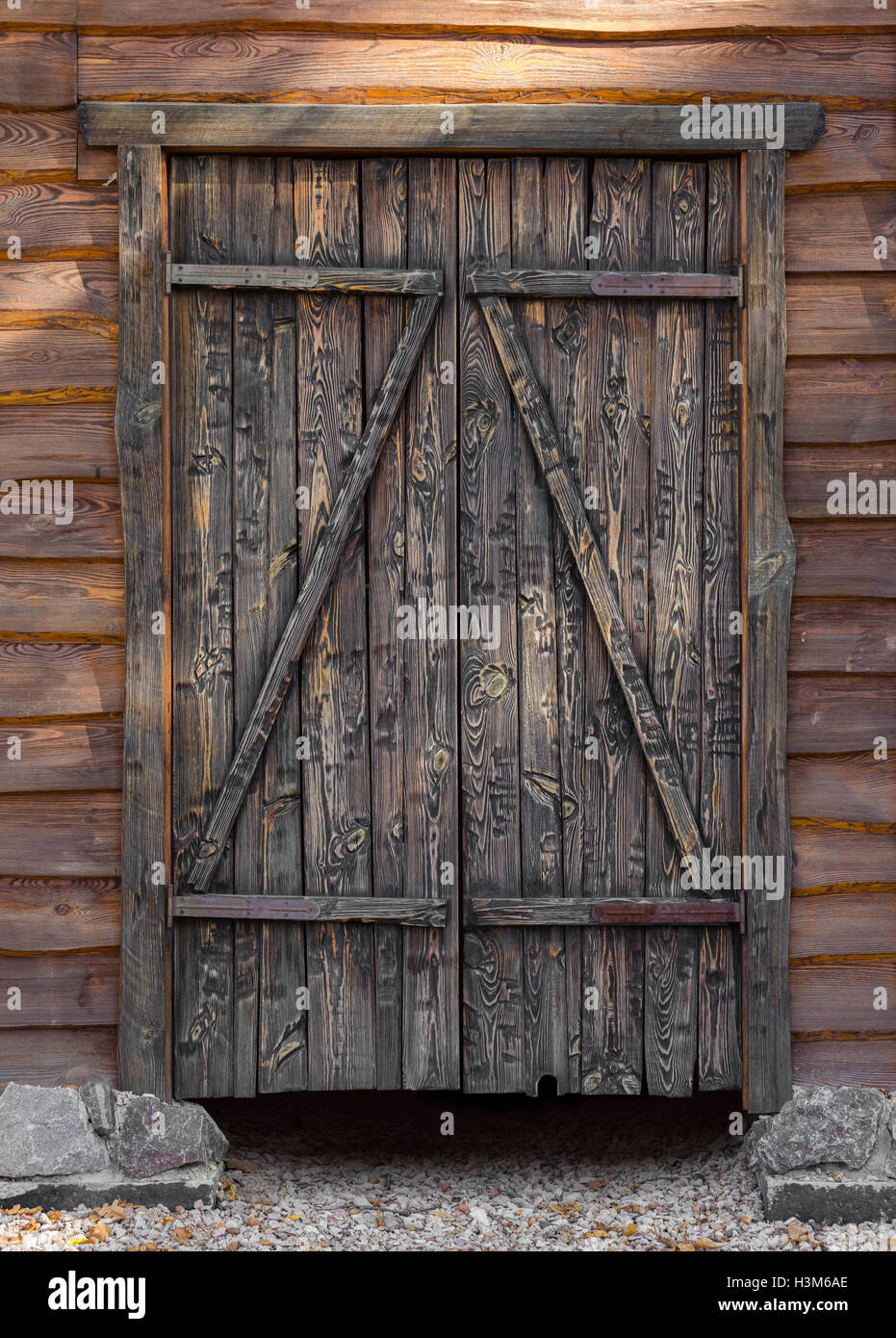 architectural element, old the wooden gate closeup Stock Photo