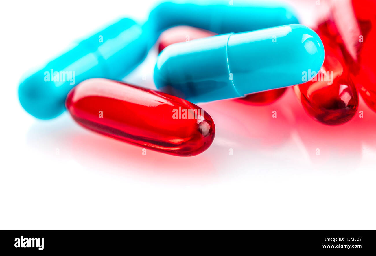 medical supplies capsule closeup on a white background Stock Photo Alamy