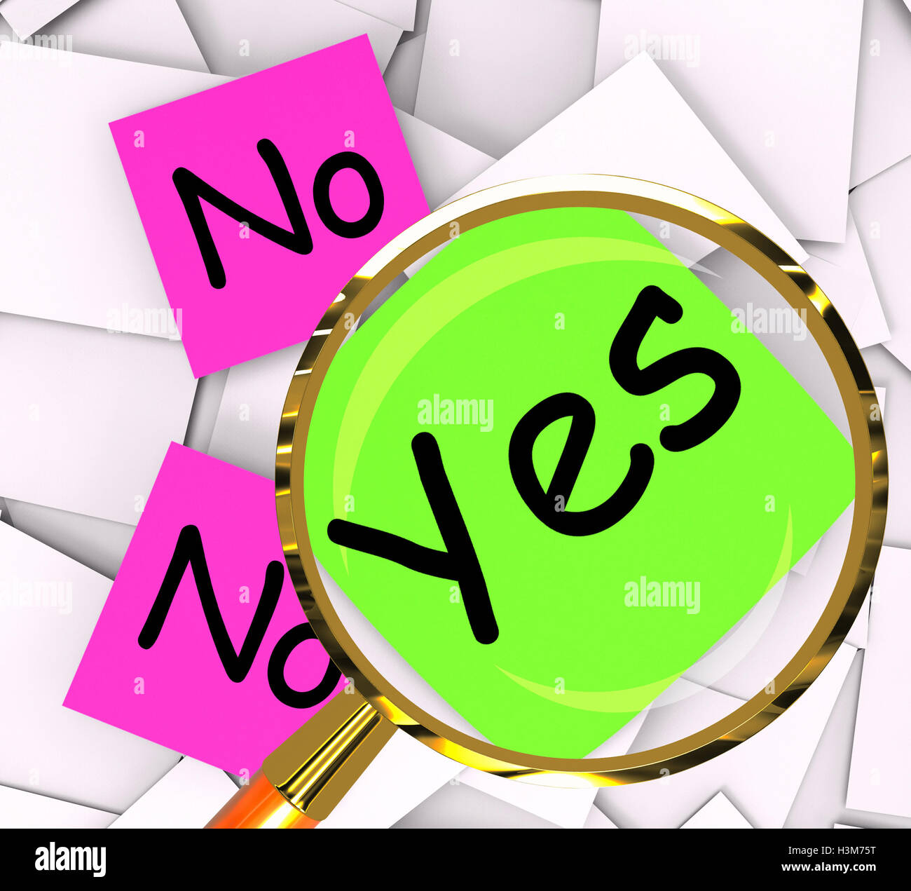 Yes No Post-It Papers Mean Answers Affirmative Or Negative Stock Photo