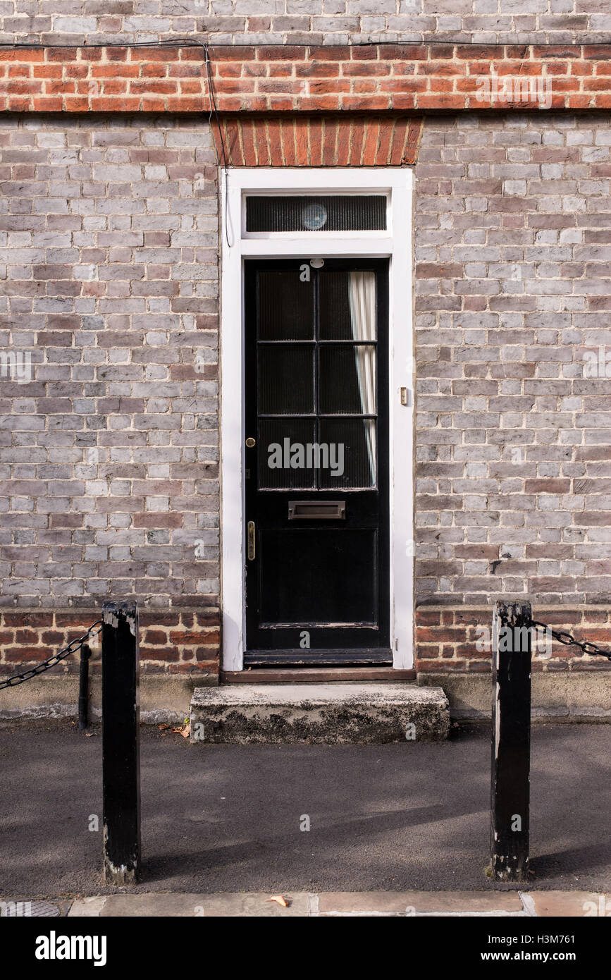 Victorian Black External Wooden Door With Glass Panels On A