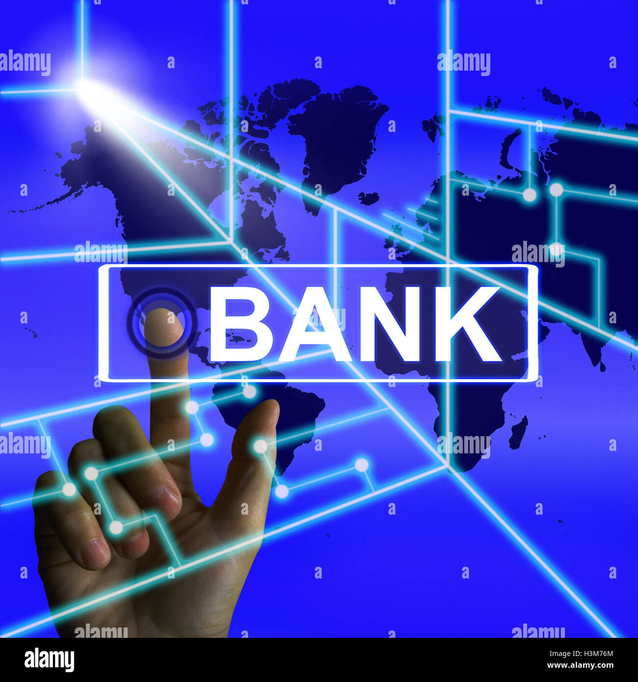 Bank Screen Indicates Online and Internet Banking Stock Photo